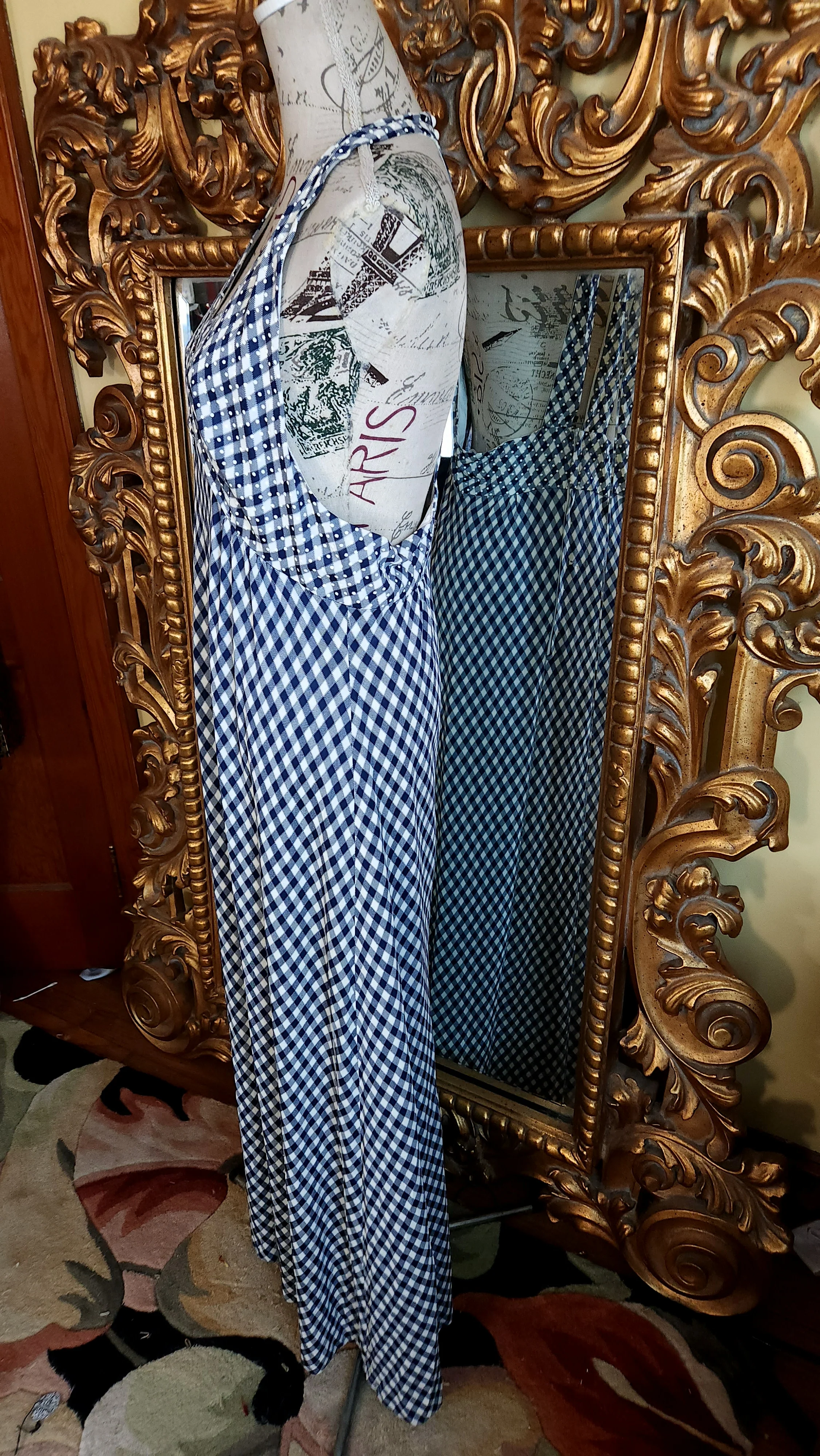 70s Blue And White Check Halter Maxi Dress And Jacket By Shelly Tall Girls - Image 7