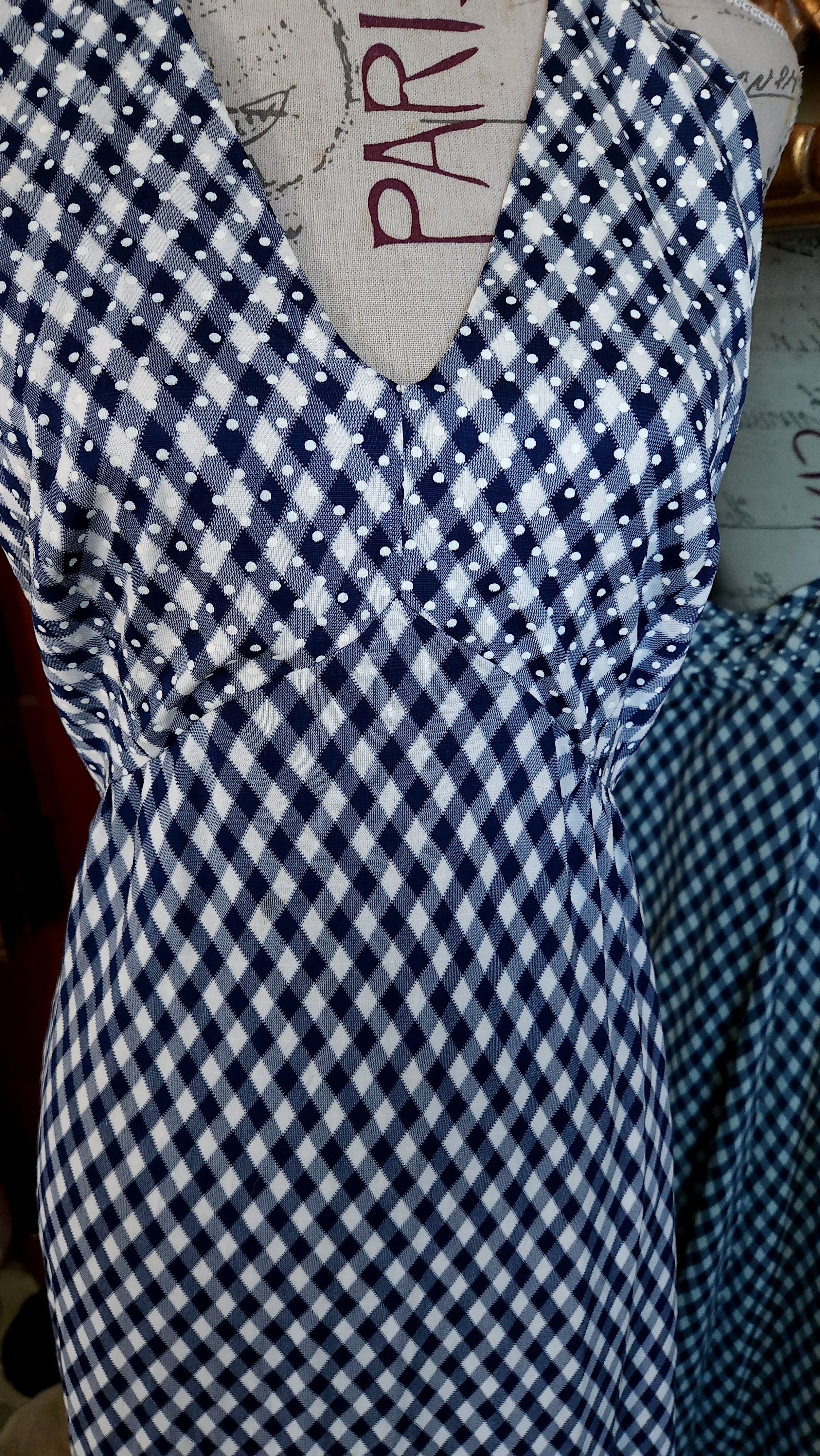 70s Blue And White Check Halter Maxi Dress And Jacket By Shelly Tall Girls - Image 9