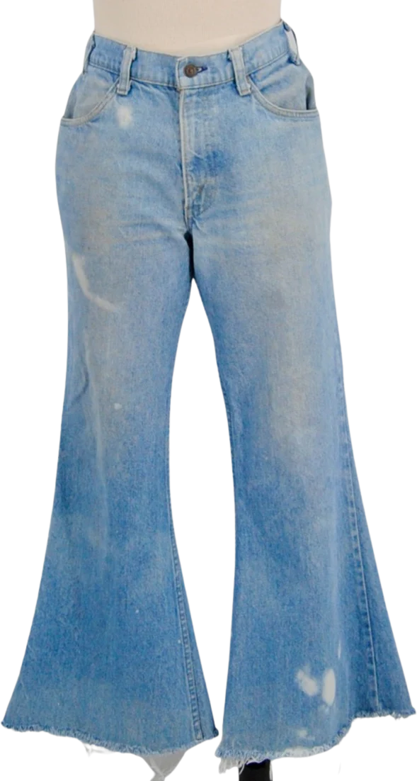 70s Blue Orange Tab Distressed Bellbottoms By Levi's