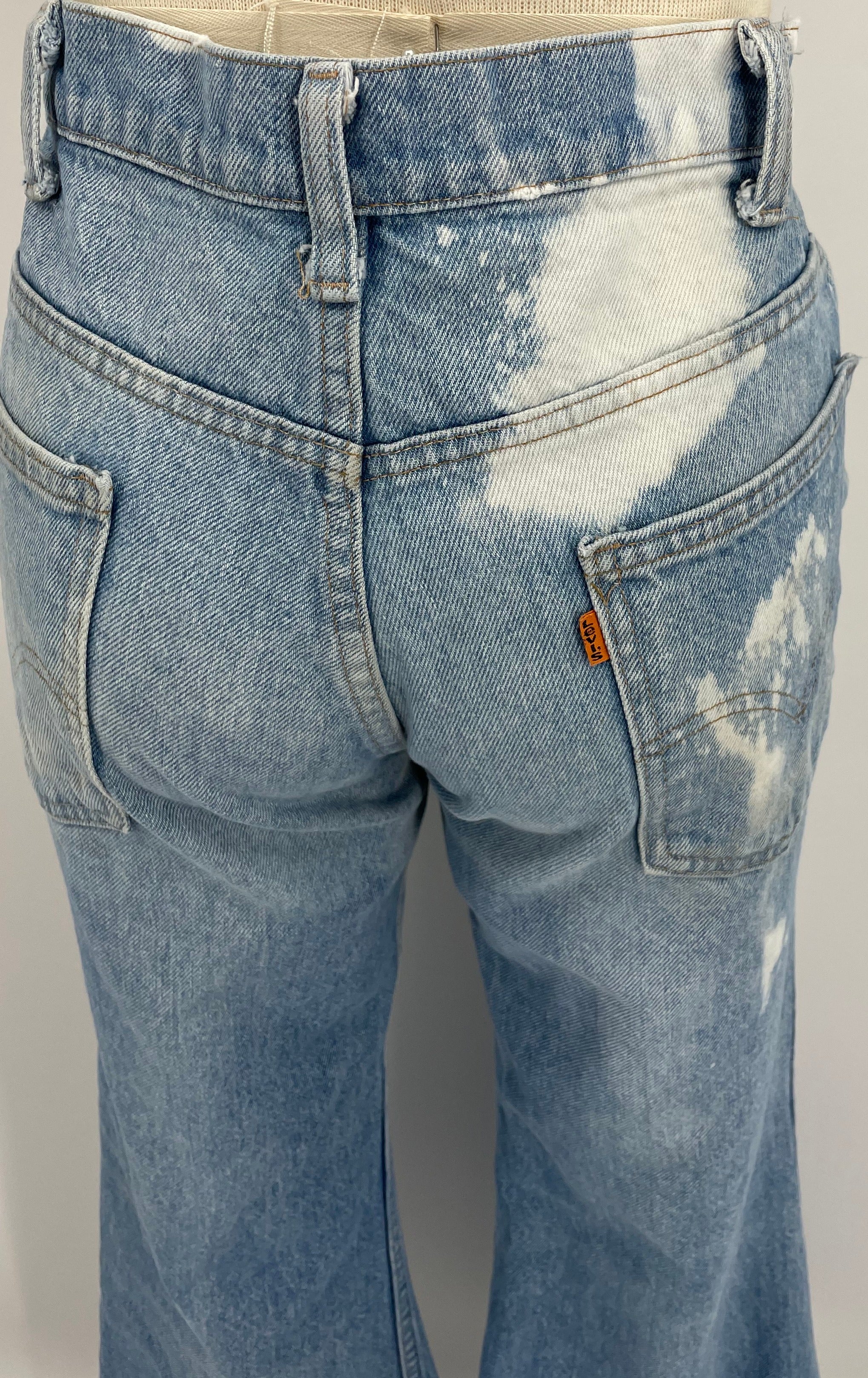 70s Blue Orange Tab Distressed Bellbottoms By Levi's - Image 4