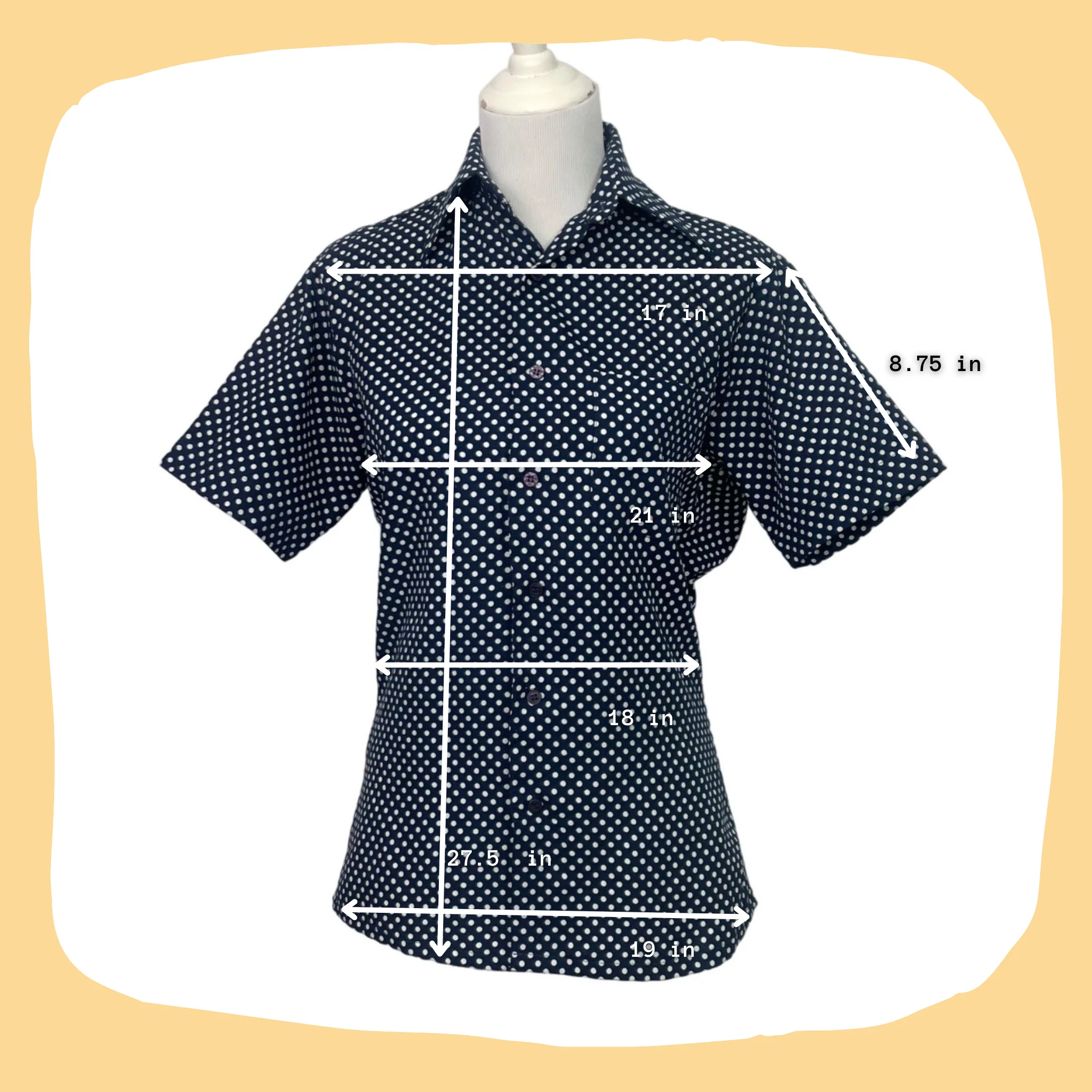 70s Blue White Polka Dot Short Sleeve Button Up Shirt By Sears - Image 3