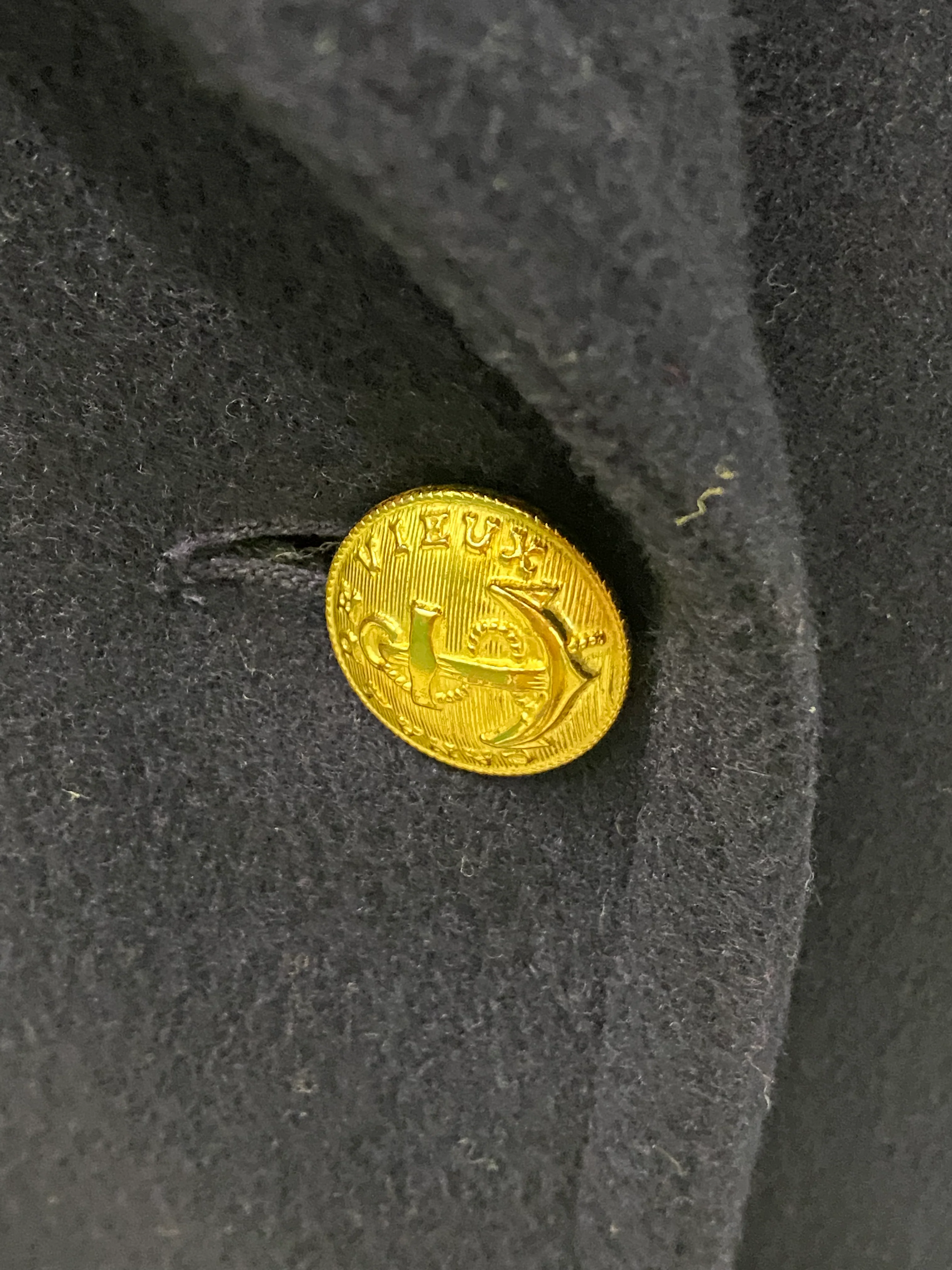 70s Blue Wool Pea Coat With Gold Anchor Buttons By Evan Picone - Image 7