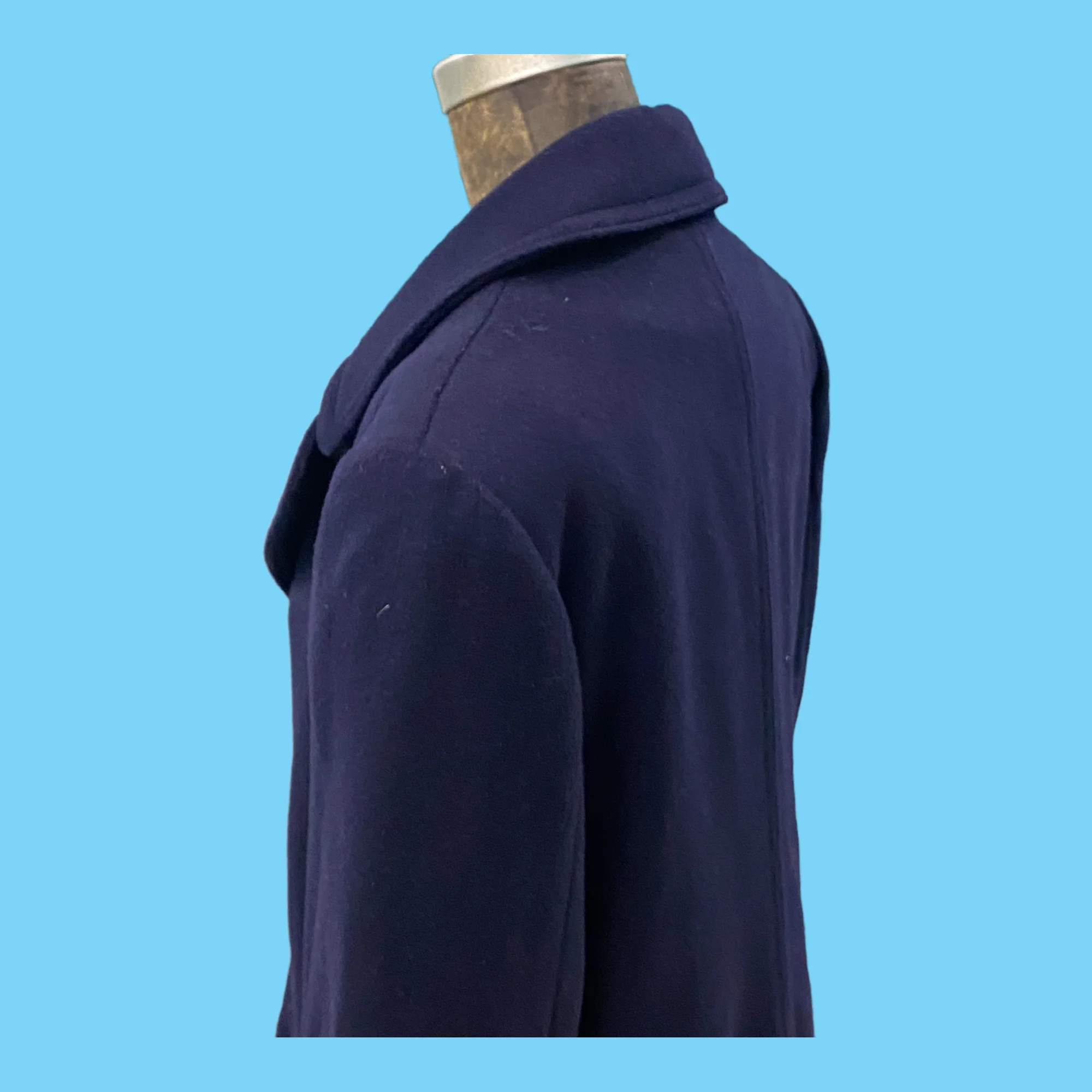 70s Blue Wool Pea Coat With Gold Anchor Buttons By Evan Picone - Image 8