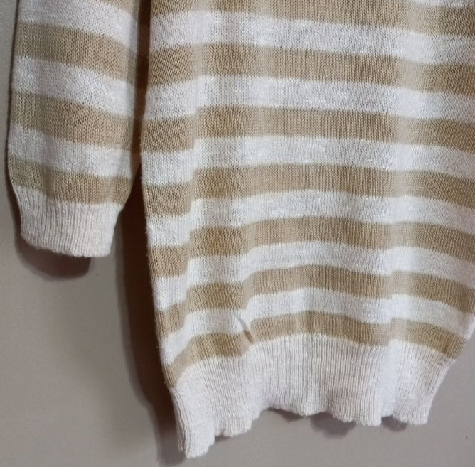70s Boatneck Cream Beige Maroon Acrylic Cotton Sweater By H.j.rand... - Image 4