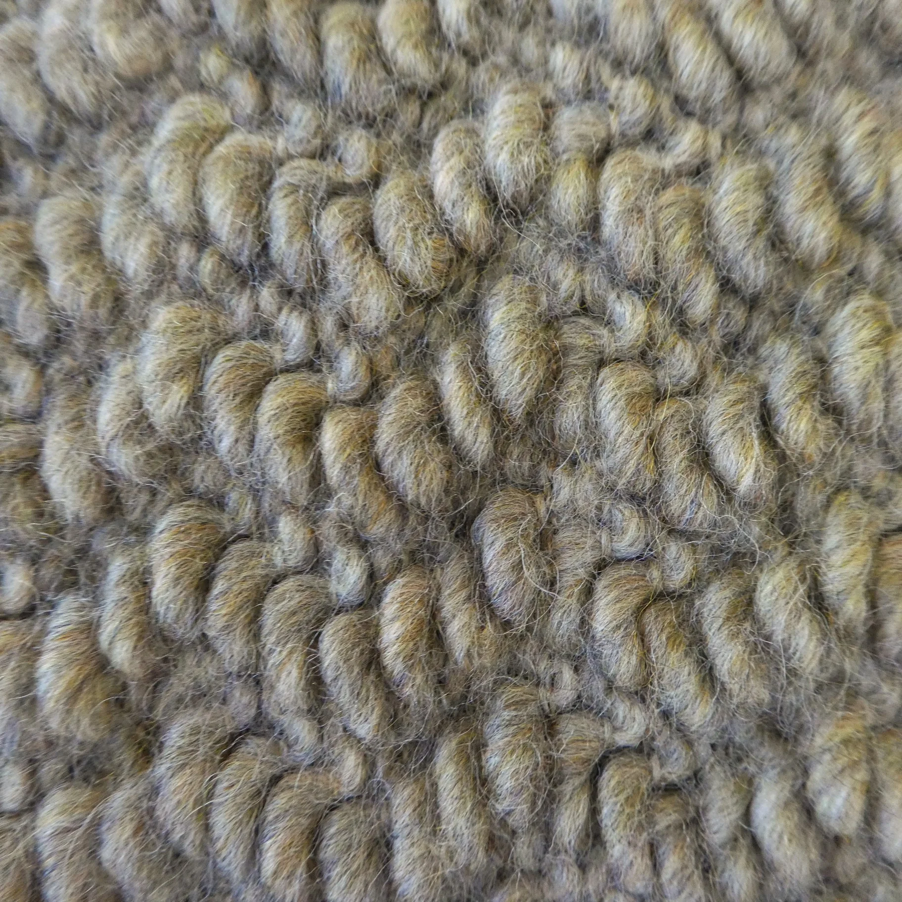 70s Boho Tan Boucle Woven Wool Duster Coat Pockets M - Image 5
