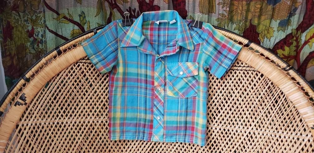70s Boys Blue Western Rockabilly Shirt 3t by By London Loom - Image 2