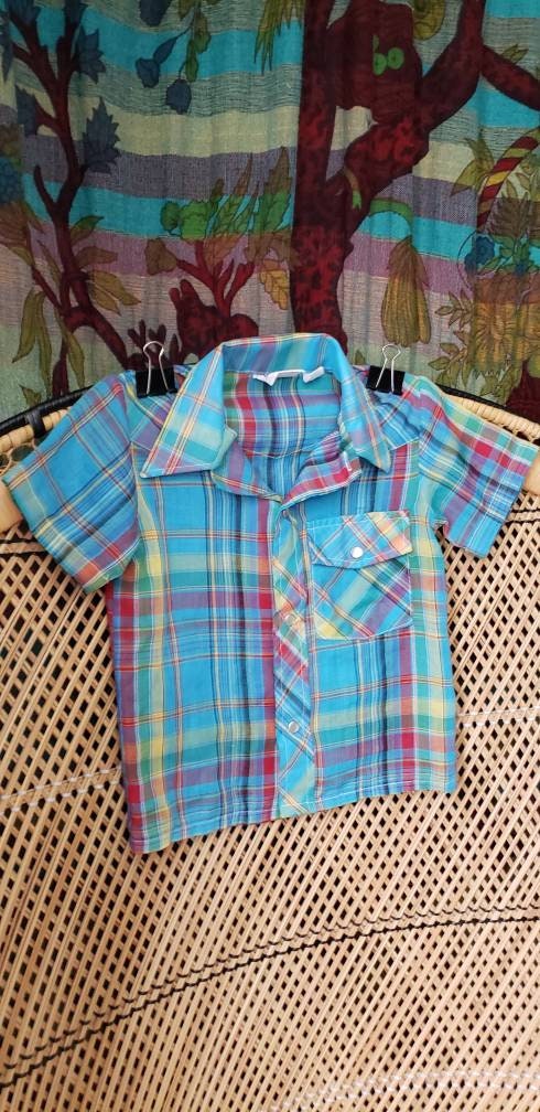 70s Boys Blue Western Rockabilly Shirt 3t by By London Loom - Image 3