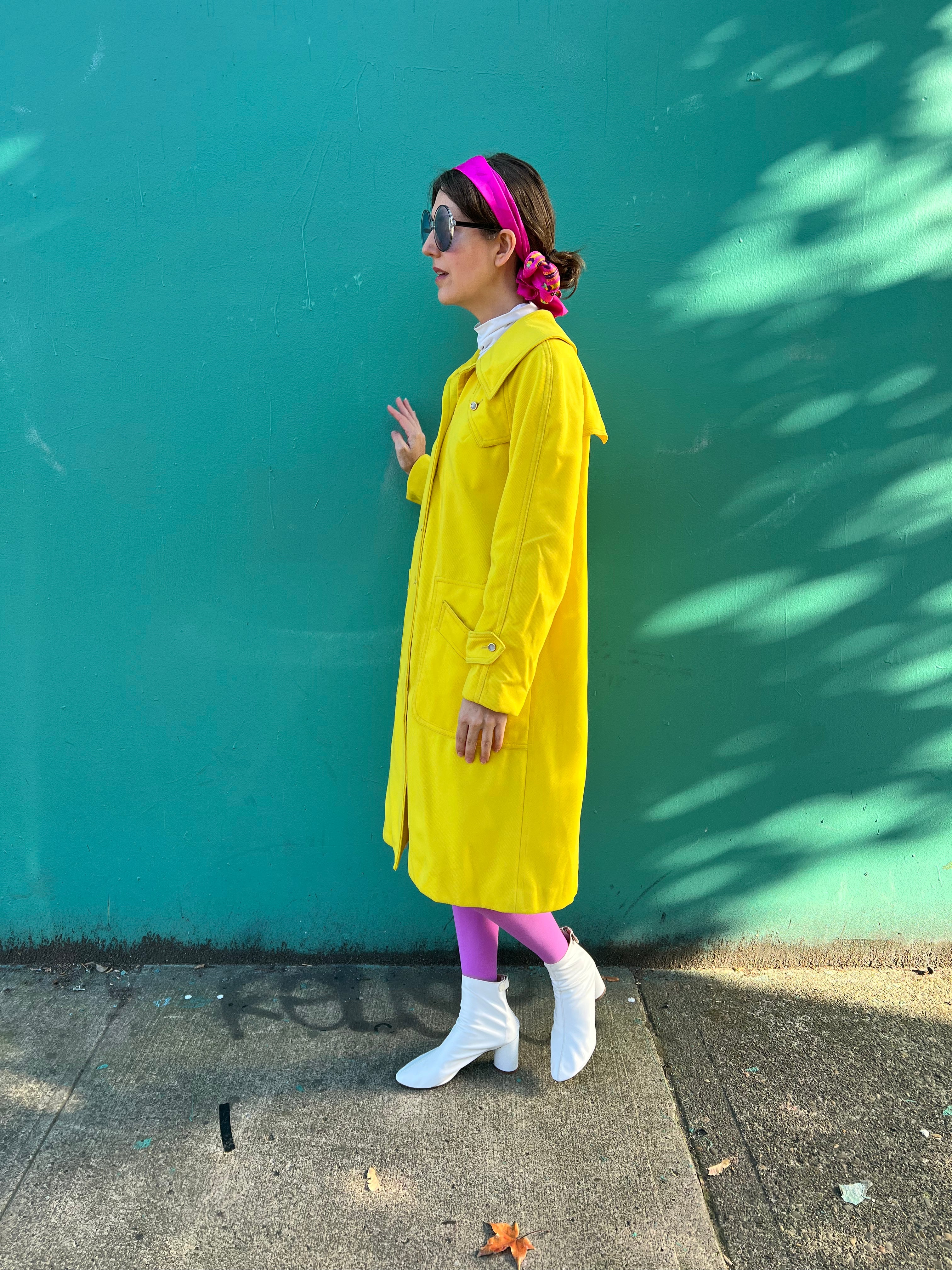 70s Bright Yellow Coat By Smug - Image 4