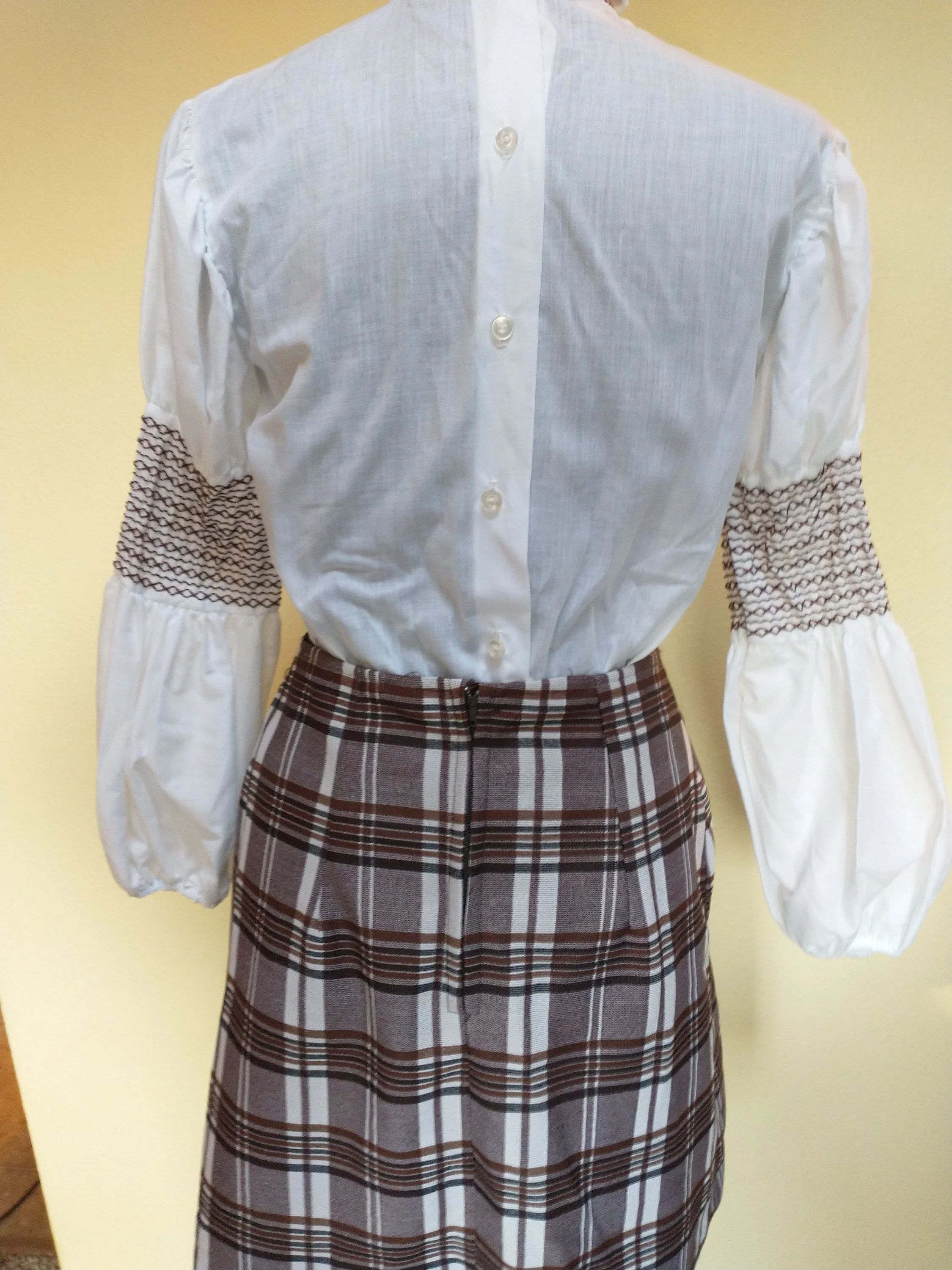 70s Brown and White Plaid School Girl Pleated Mini Skirt Mod Sexy Back To School - Image 2