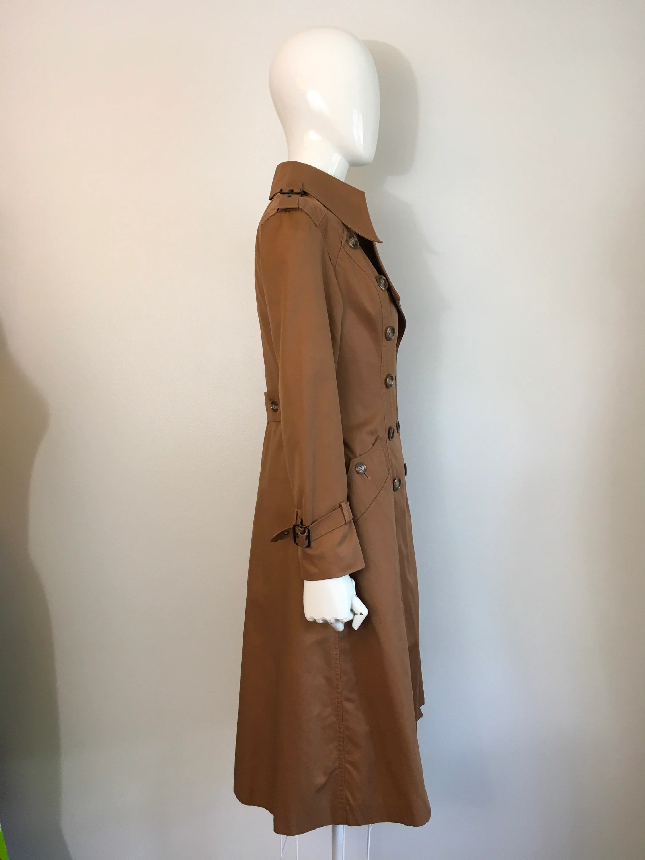 70's Brown Double Breasted Eye Spy Mod Trench Coat by A Greenleaf-Lodico Fox Run by Little Foxes Int'l - Image 3