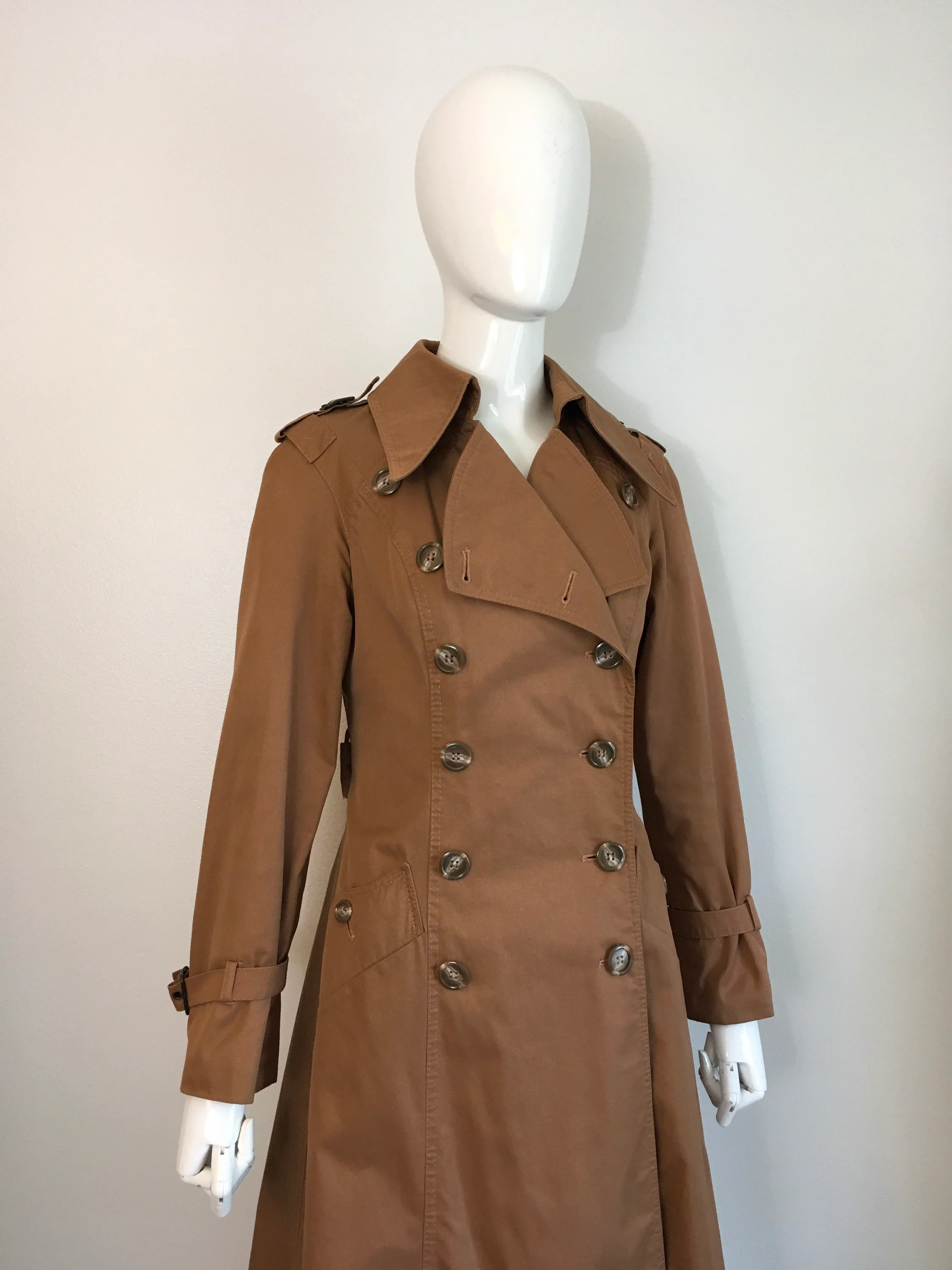 70's Brown Double Breasted Eye Spy Mod Trench Coat by A Greenleaf-Lodico Fox Run by Little Foxes Int'l - Image 4