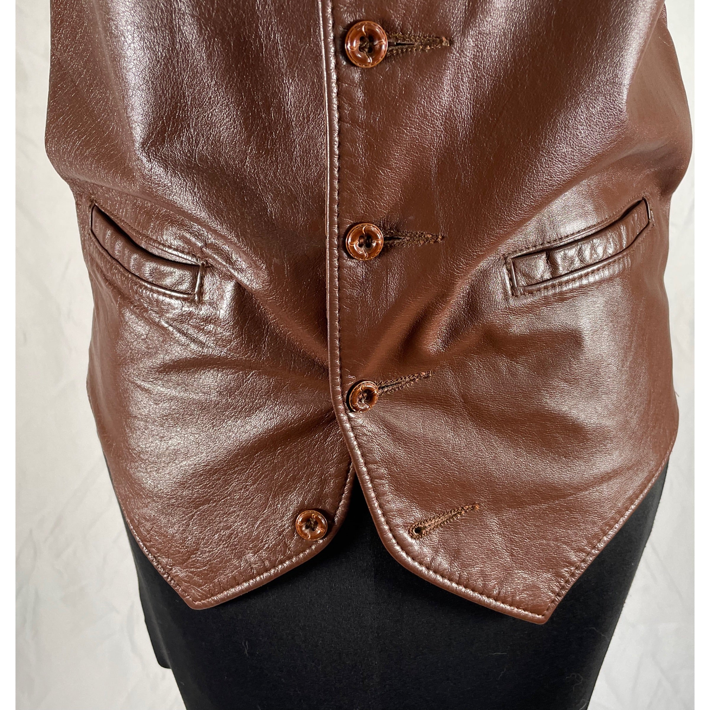 70s Brown Leather Vest By The Leather Shop - Image 11