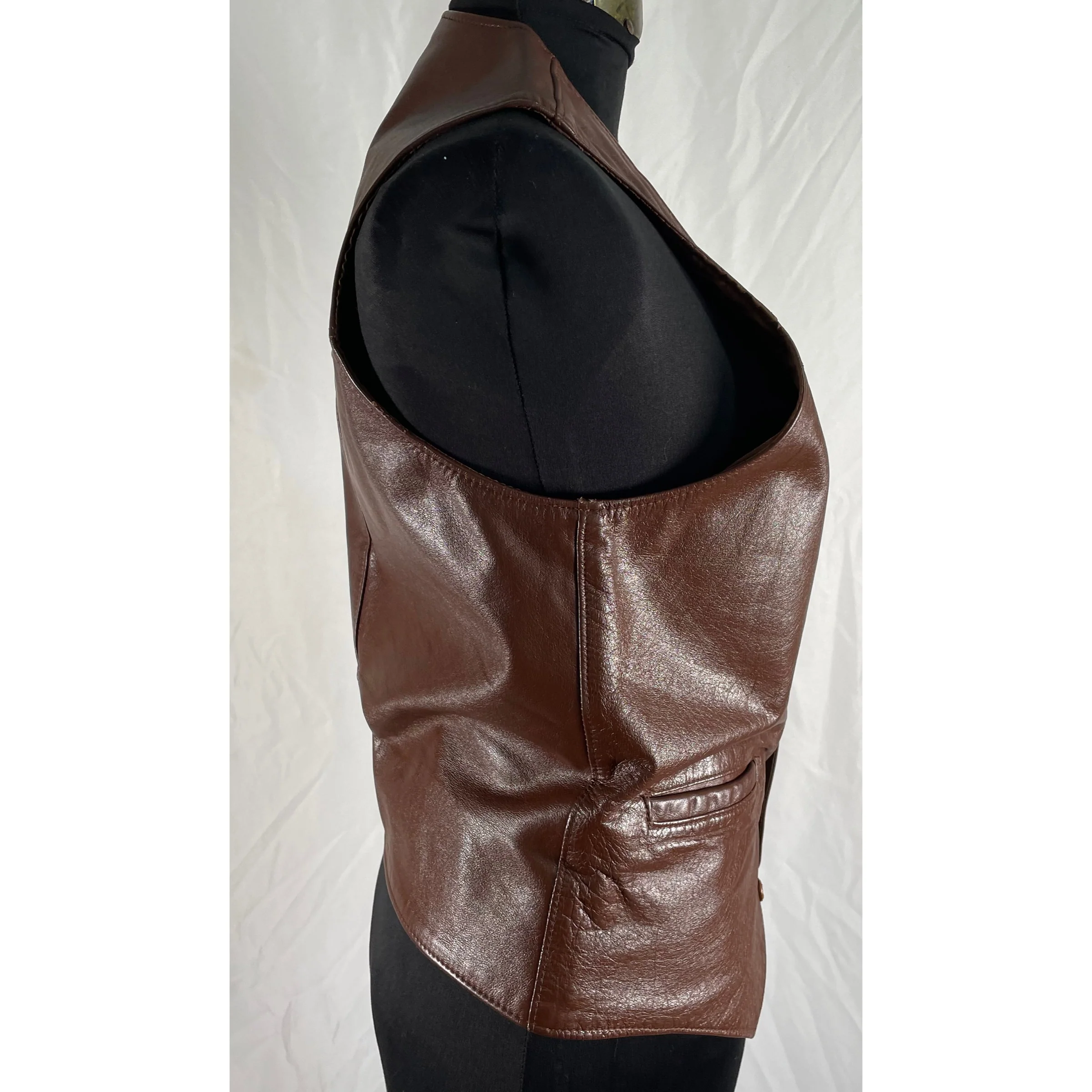70s Brown Leather Vest By The Leather Shop - Image 14