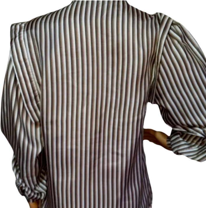 70s Brown Ombre Stripe Puff Sleeves Top, By J. H. Collectibles - Image 2
