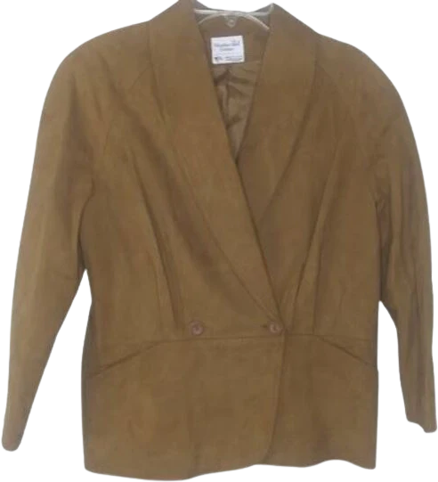 70s Brown Suede Double Button Blazer Jacket Pockets By Weathervane
