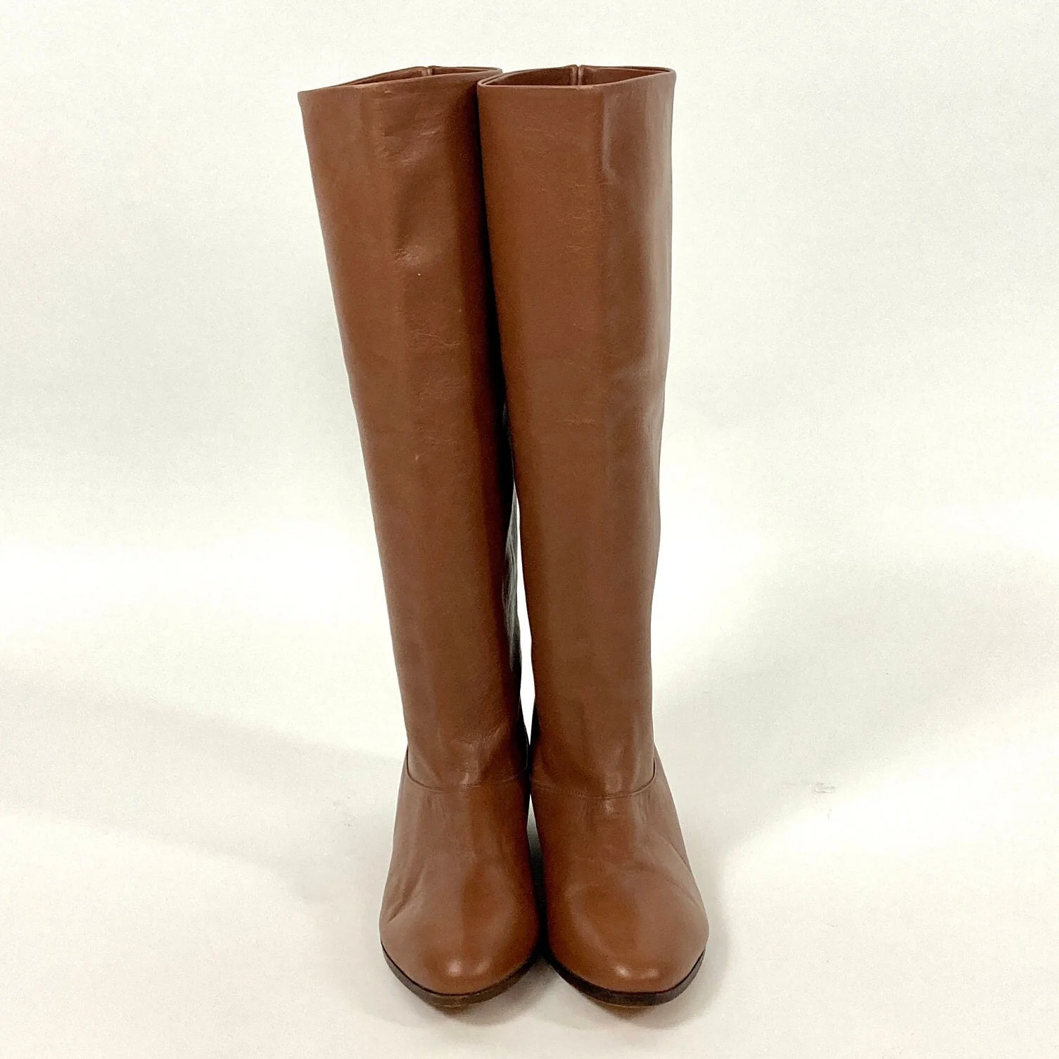 70s Brown Tall Leather Boots Flat Riding Vintage Cowboy Pirate Slouch Boots - Image 2