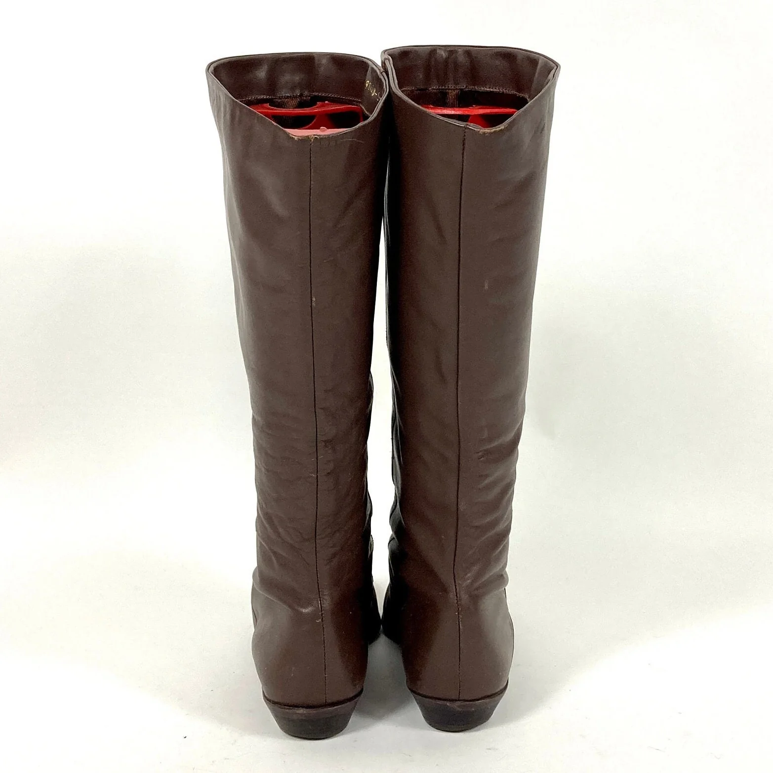70s Brown Tall Leather Boots Flat Riding Vintage Cowboy Pirate Slouch by Jeline - Image 3