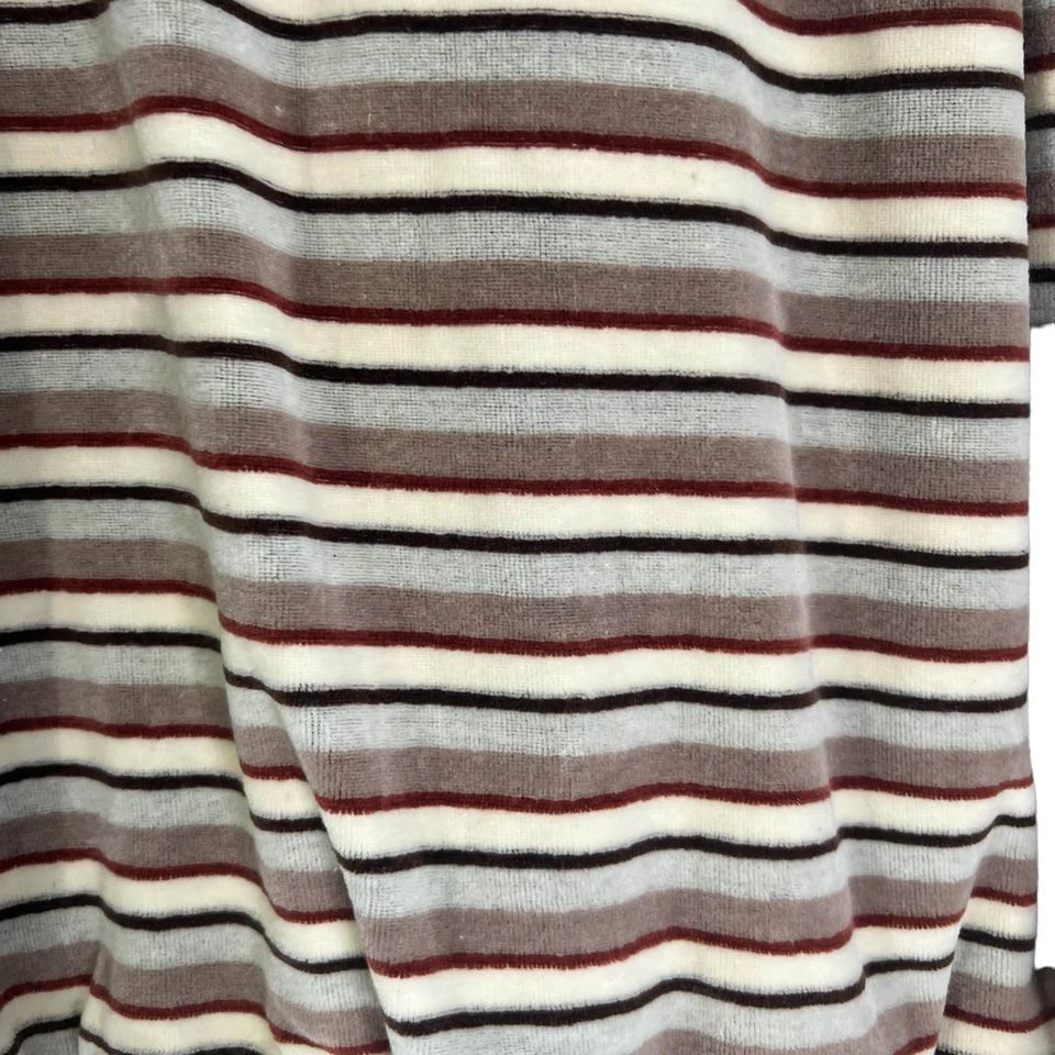 70s Brown Velour Striped Polo Shirt L By Sears - Image 4