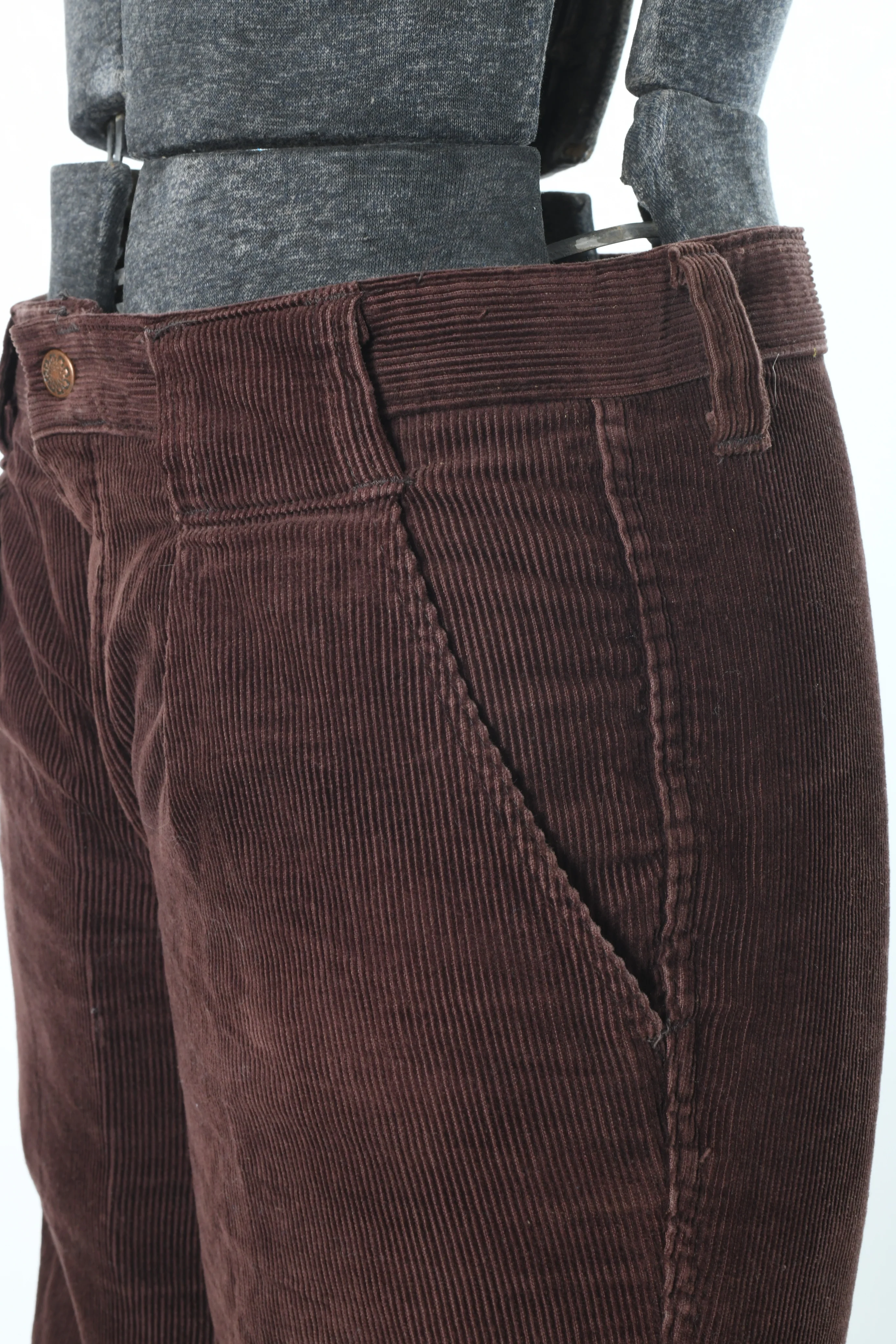 70s Brown Wide Flare Leg Corduroy Long Pants - Image 10