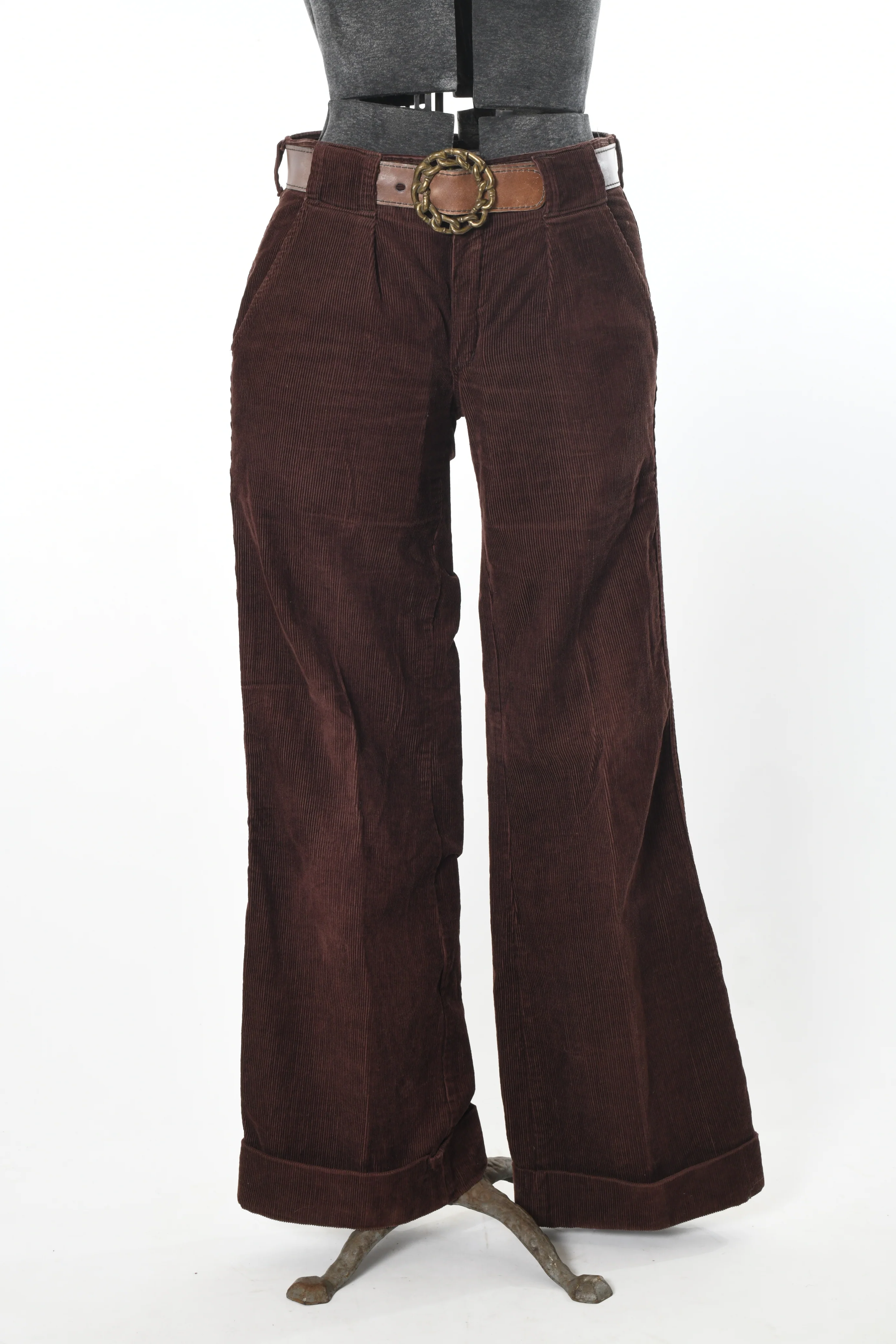70s Brown Wide Flare Leg Corduroy Long Pants - Image 12