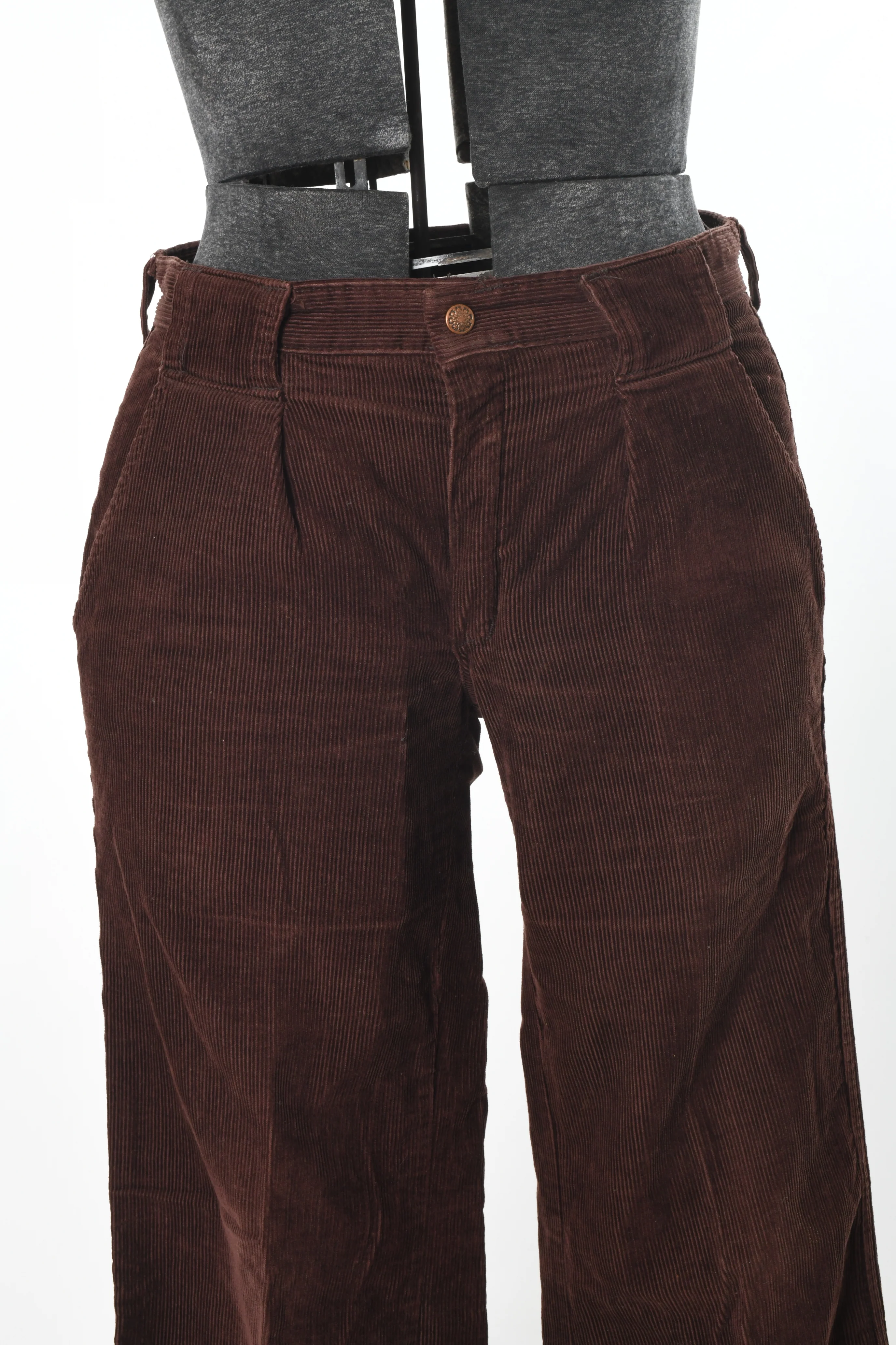 70s Brown Wide Flare Leg Corduroy Long Pants - Image 3