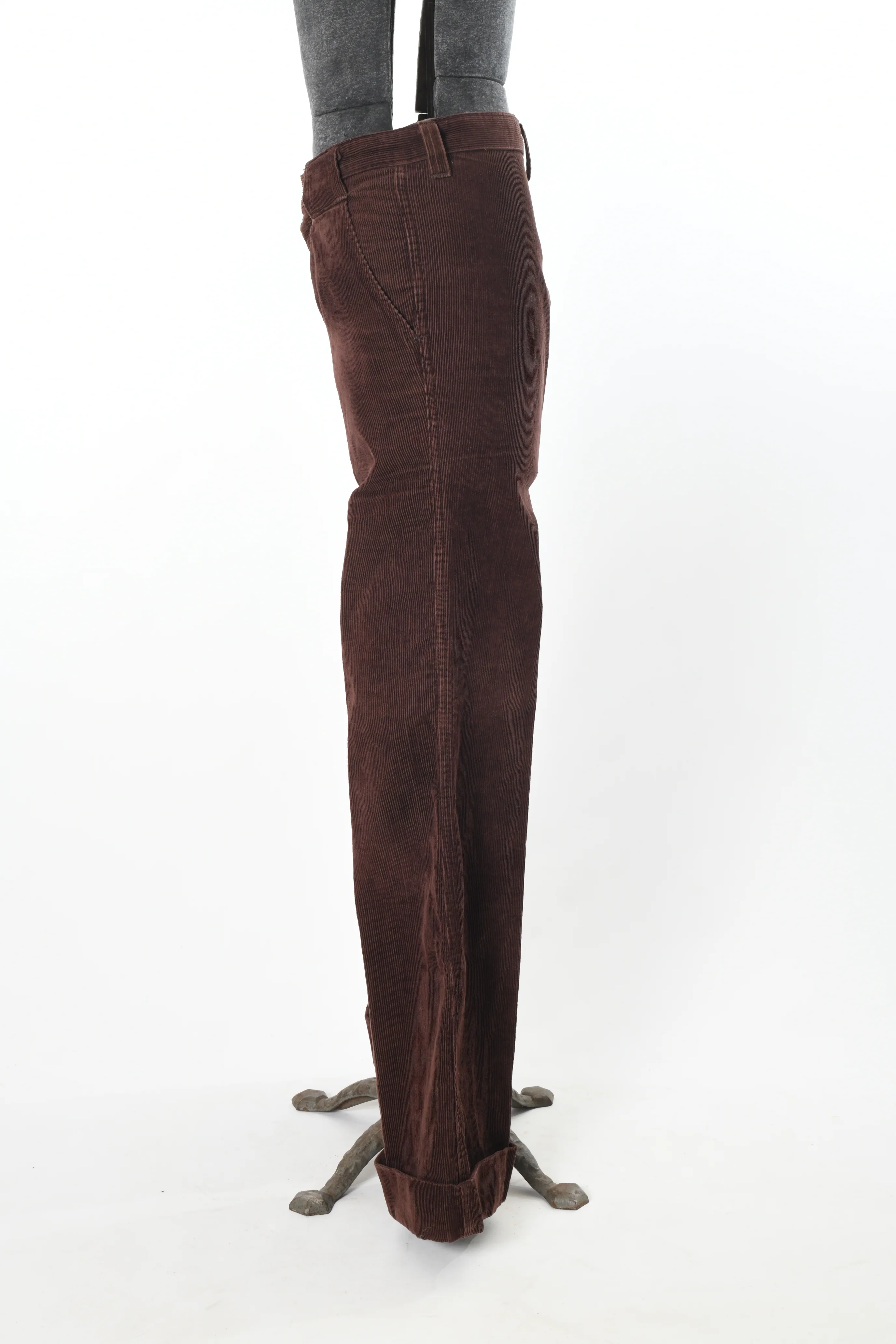 70s Brown Wide Flare Leg Corduroy Long Pants - Image 5