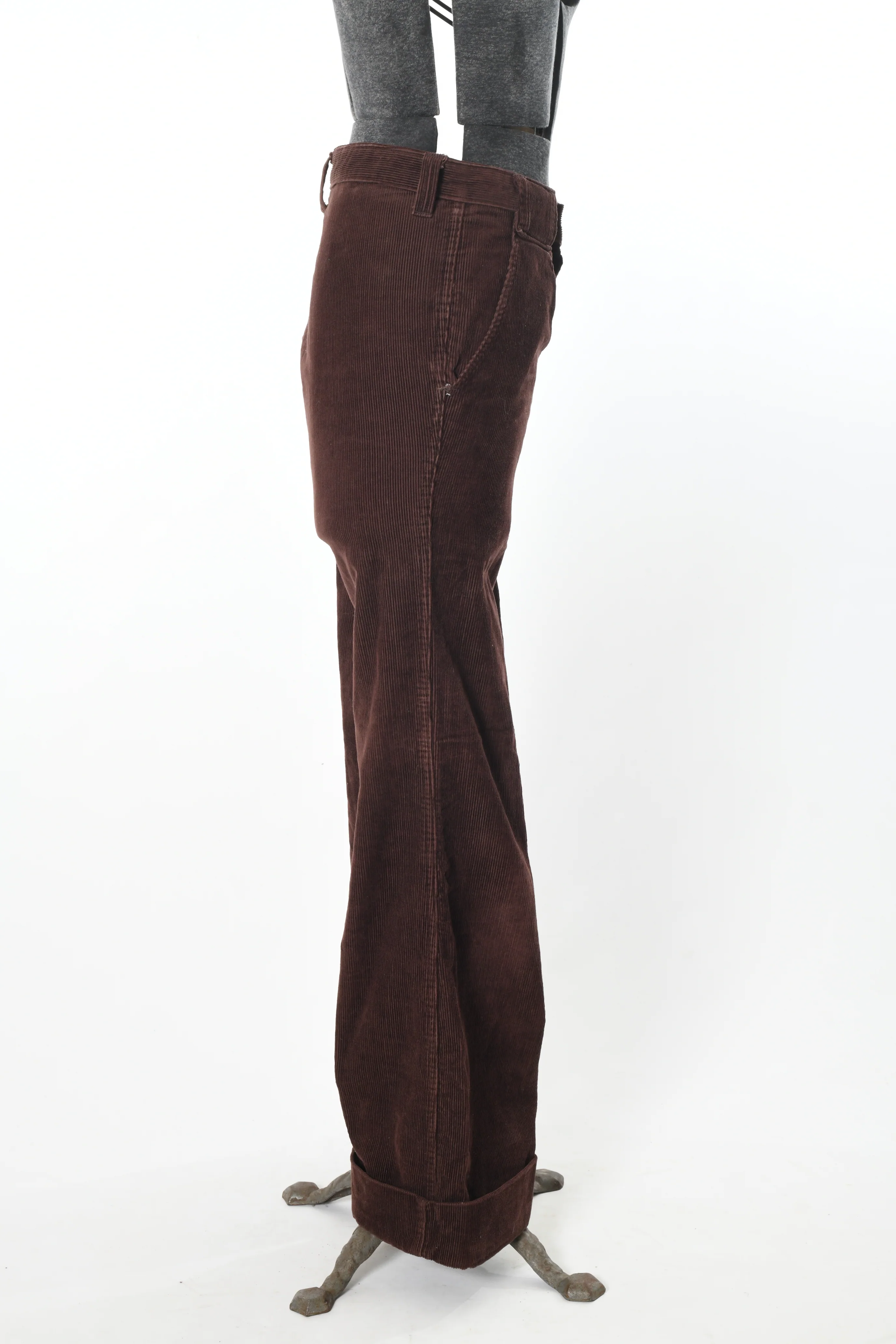 70s Brown Wide Flare Leg Corduroy Long Pants - Image 6