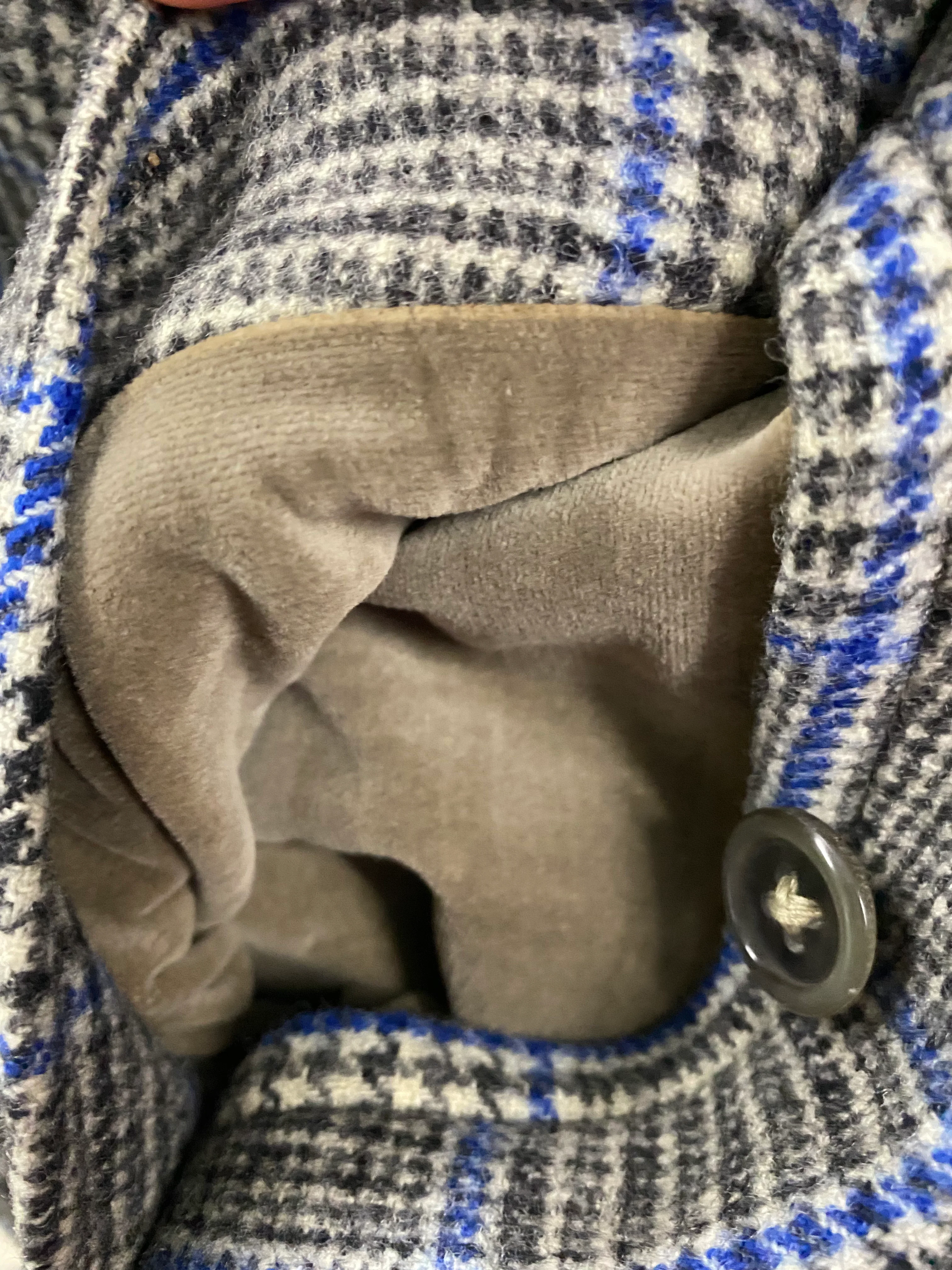 70s Burberrys Gray Blue Plaid Saddle Tweed Coat By Burberry - Image 6