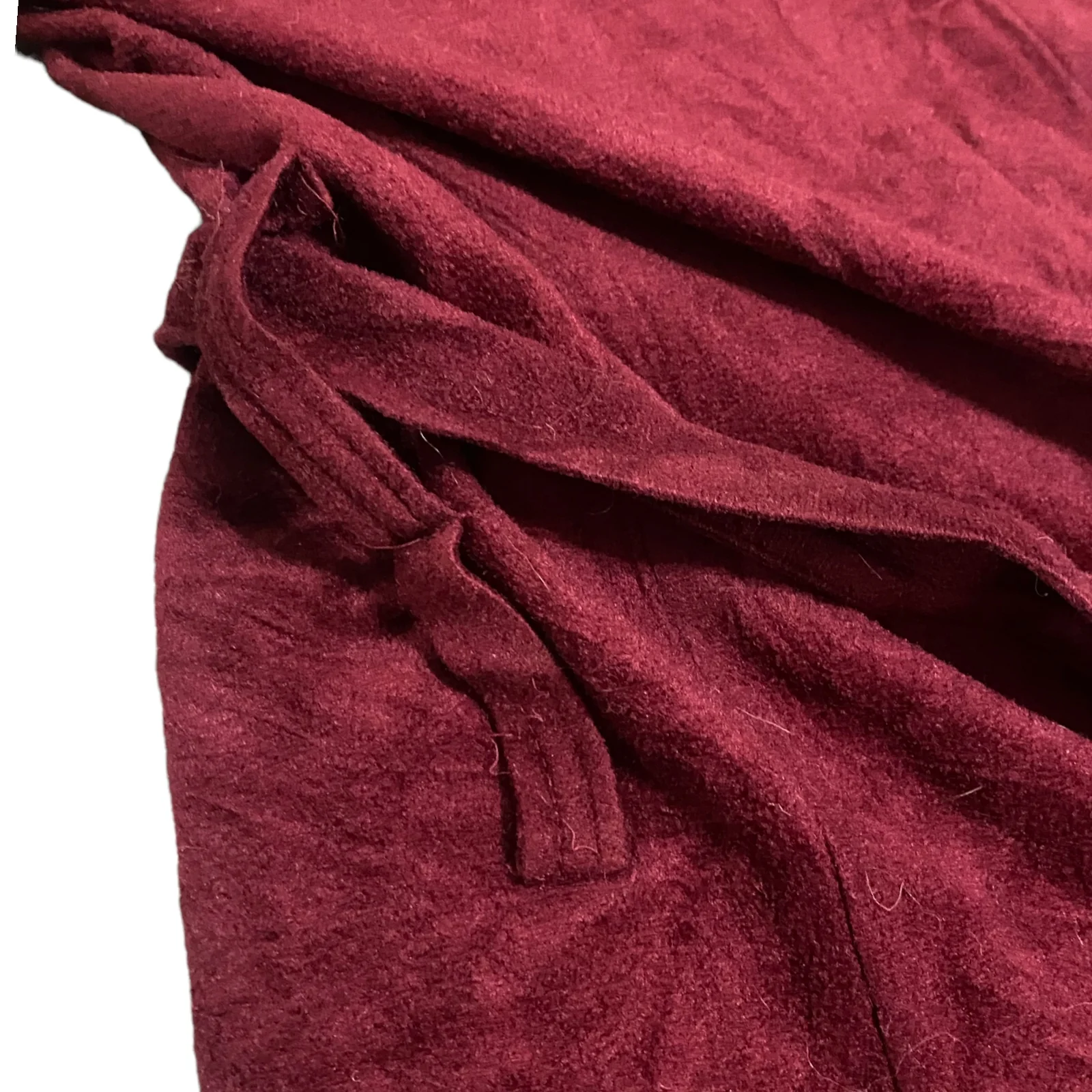 70s Burgundy/gray Velour Hooded Bath Robe One Sz 36-48 By Sears - Image 7