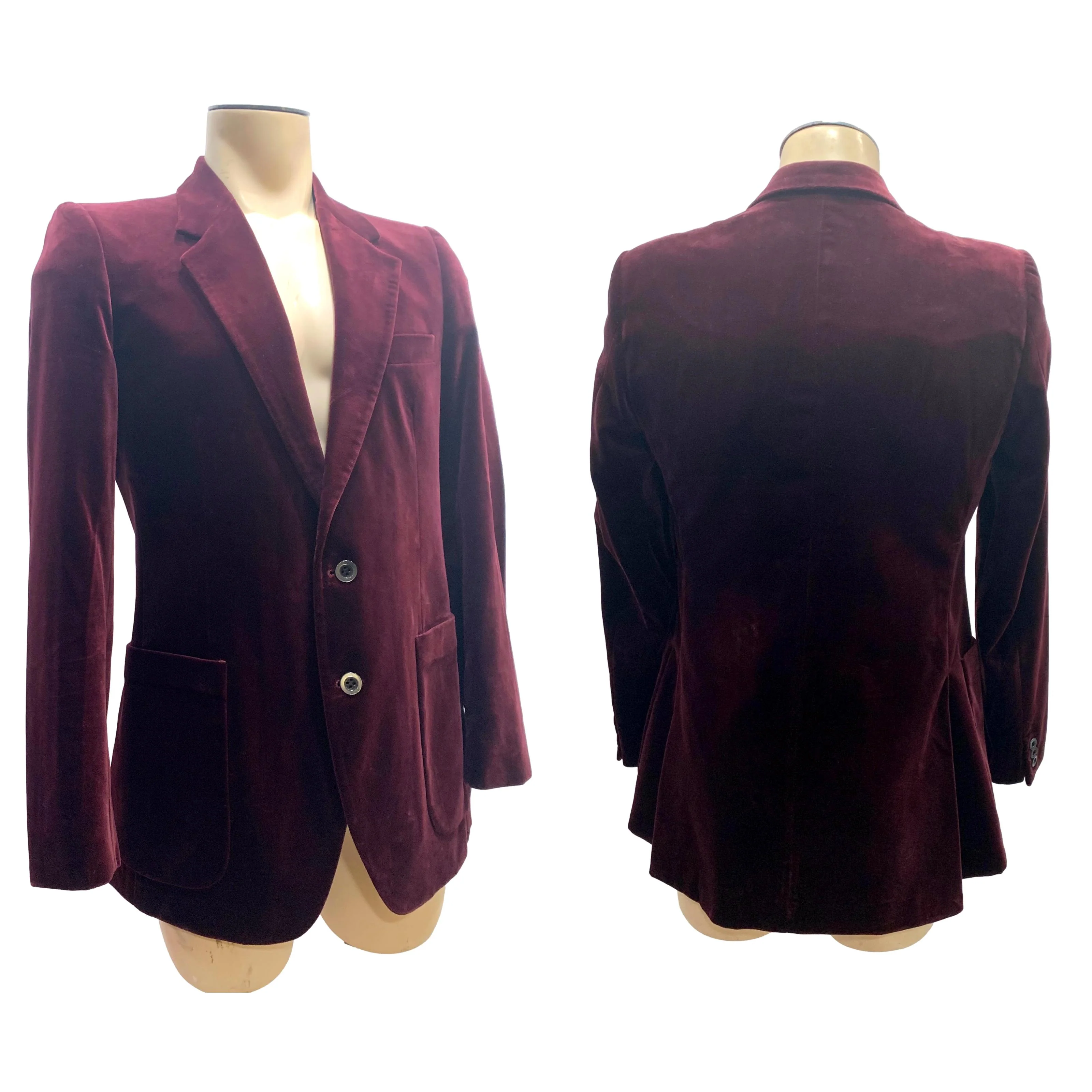 70s Burgundy Velvet Smoking Jacket Menswear Mod Blazer By Yves Saint Laurent - Image 12