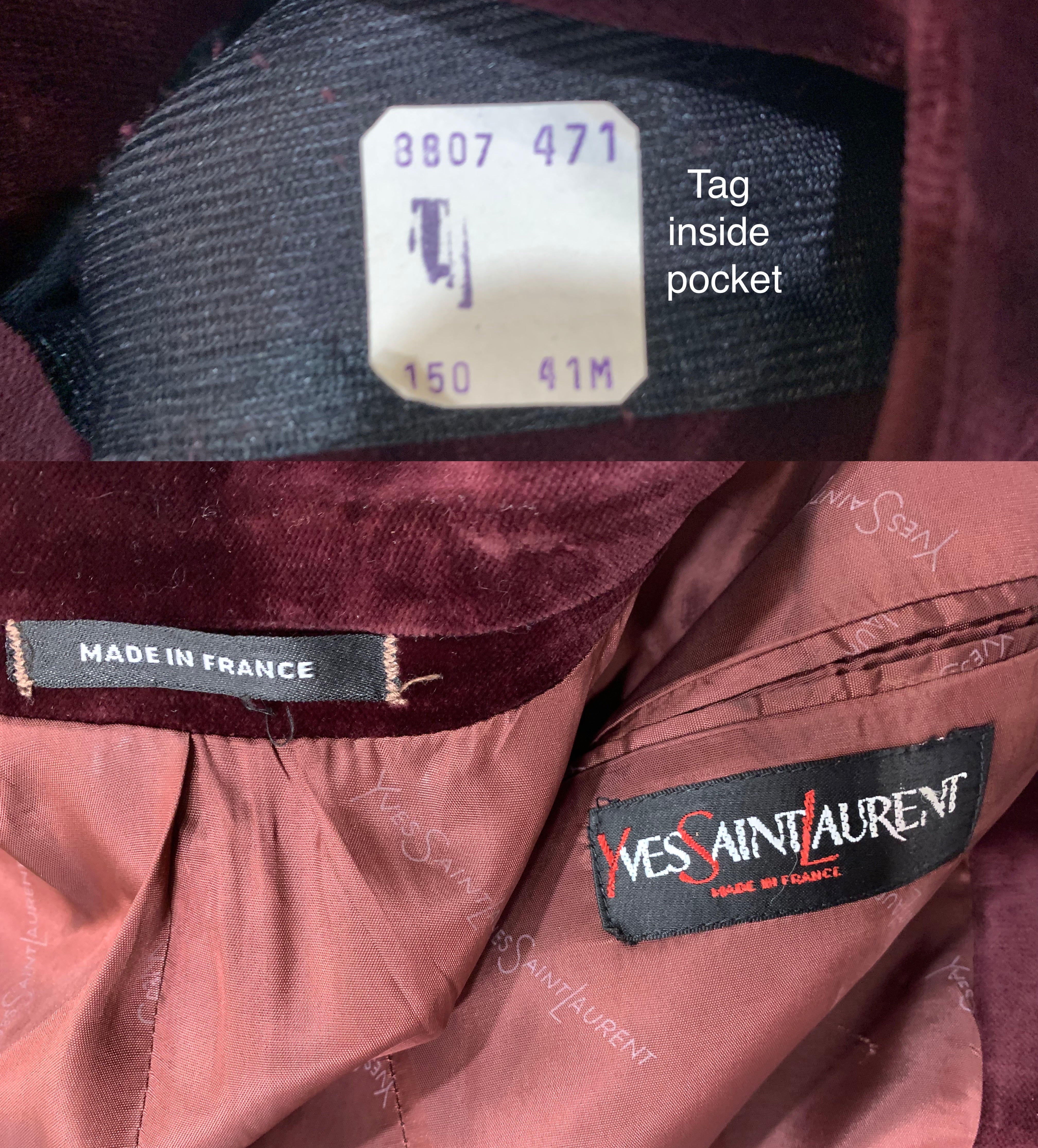70s Burgundy Velvet Smoking Jacket Menswear Mod Blazer By Yves Saint Laurent - Image 5
