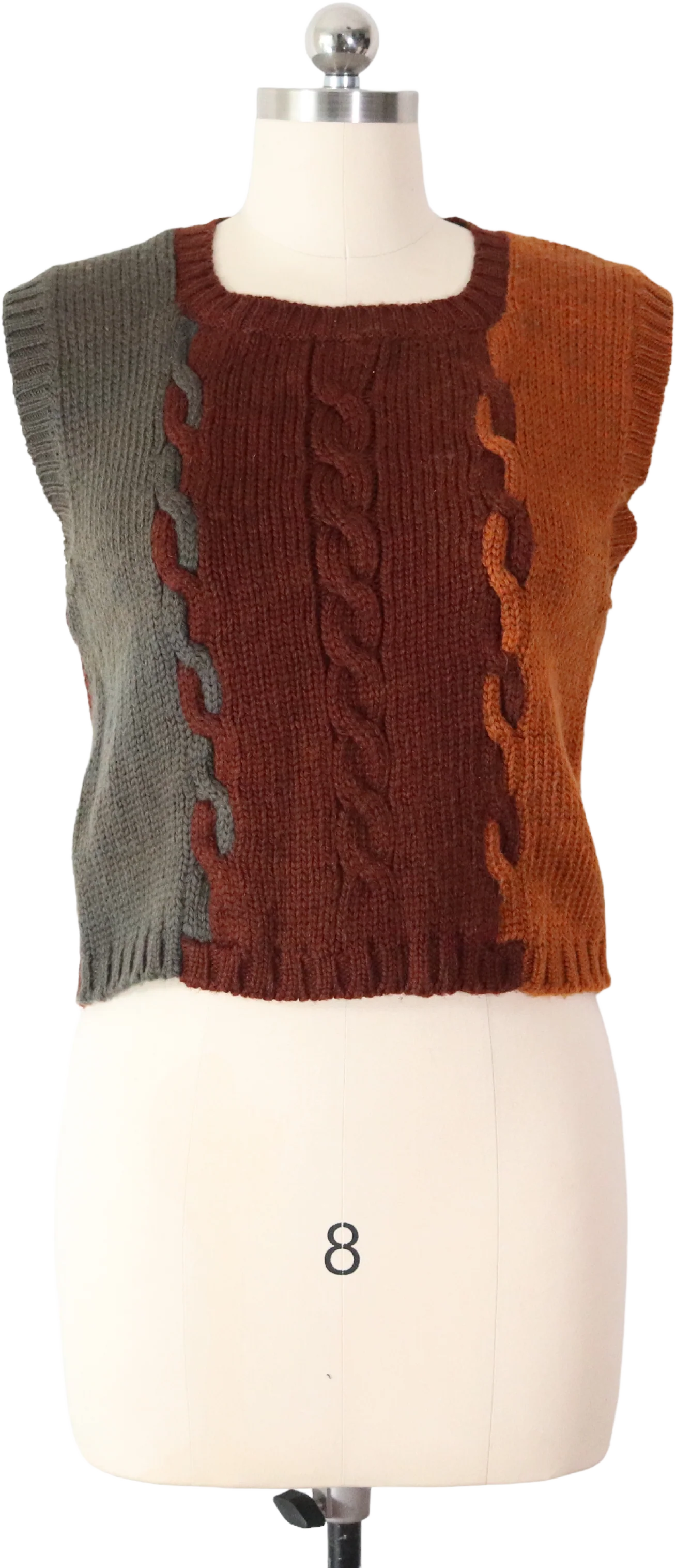70s Cable Knit Colorblock Crop Sweater Vest Knit Top By New Expressions