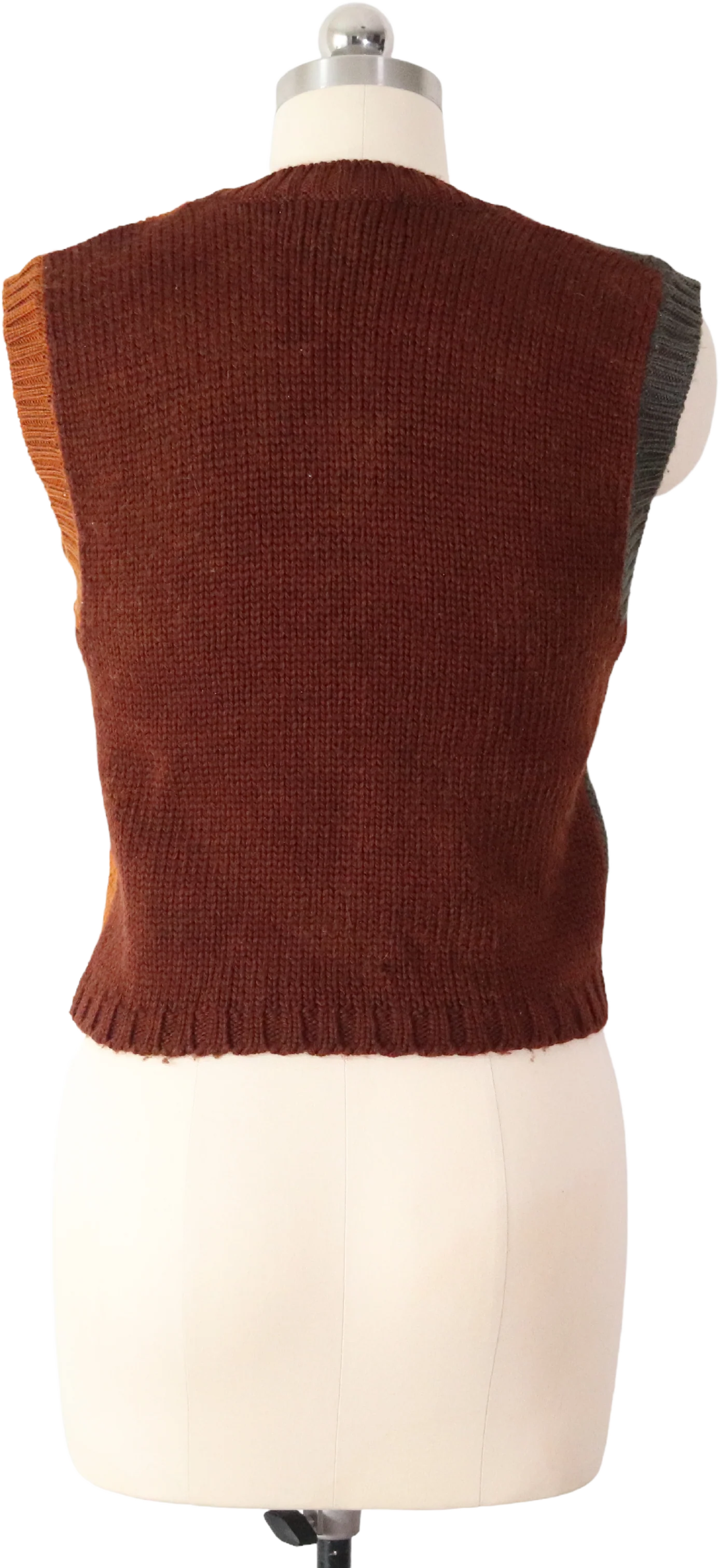 70s Cable Knit Colorblock Crop Sweater Vest Knit Top By New Expressions - Image 2