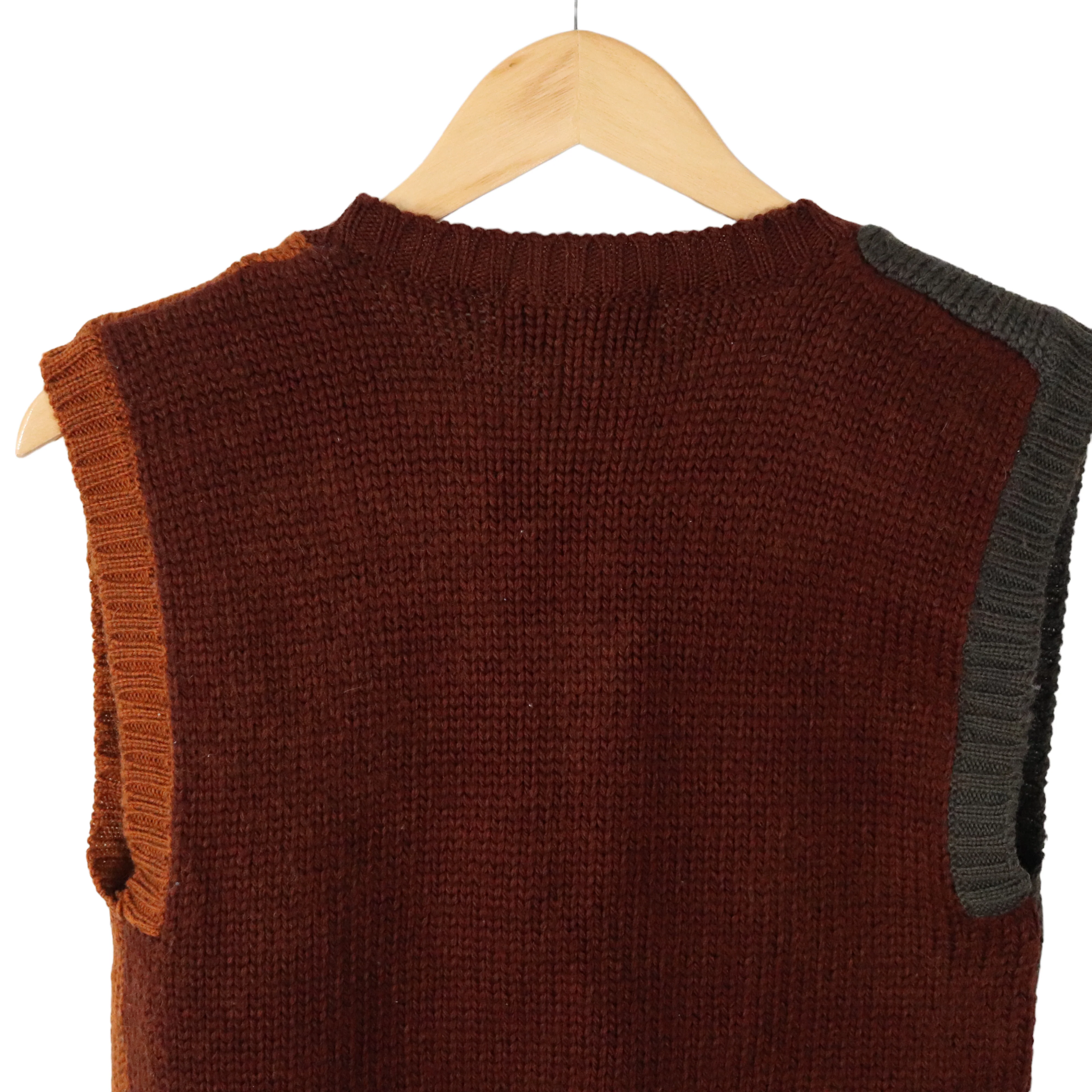 70s Cable Knit Colorblock Crop Sweater Vest Knit Top By New Expressions - Image 7