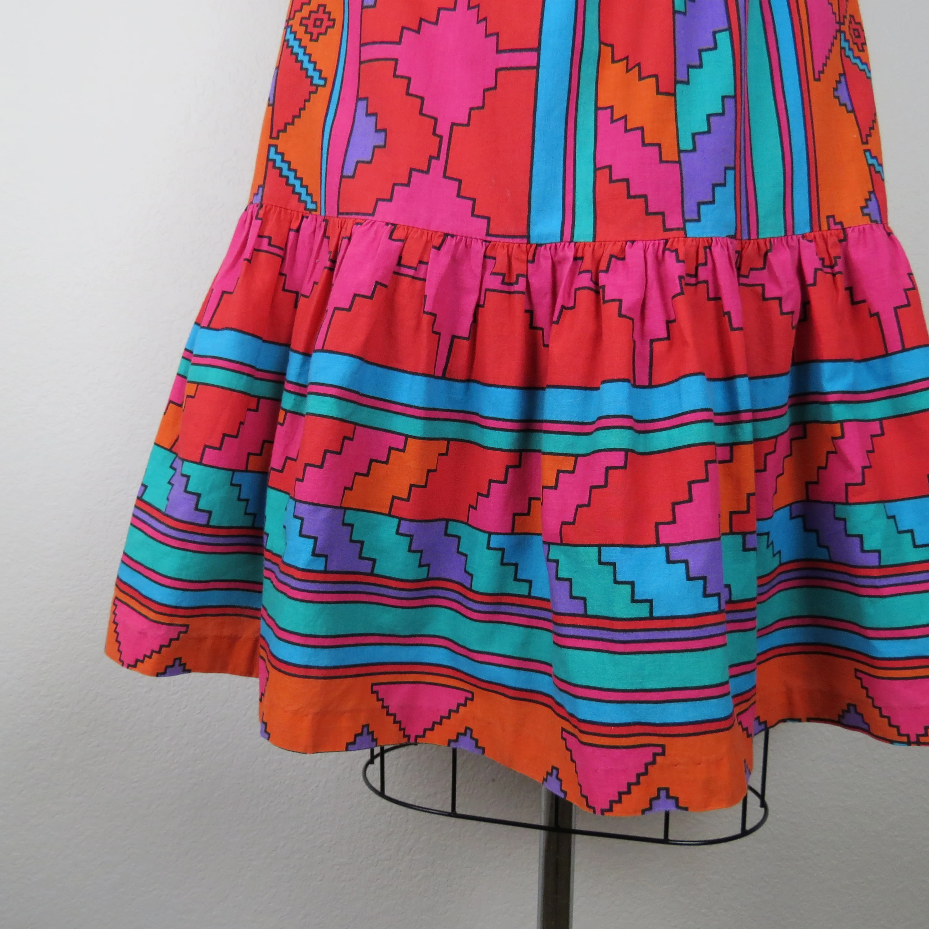 70s Caftan Southwest Print Cotton 80s Boho Kaftan By David Brown Boutique - Image 7