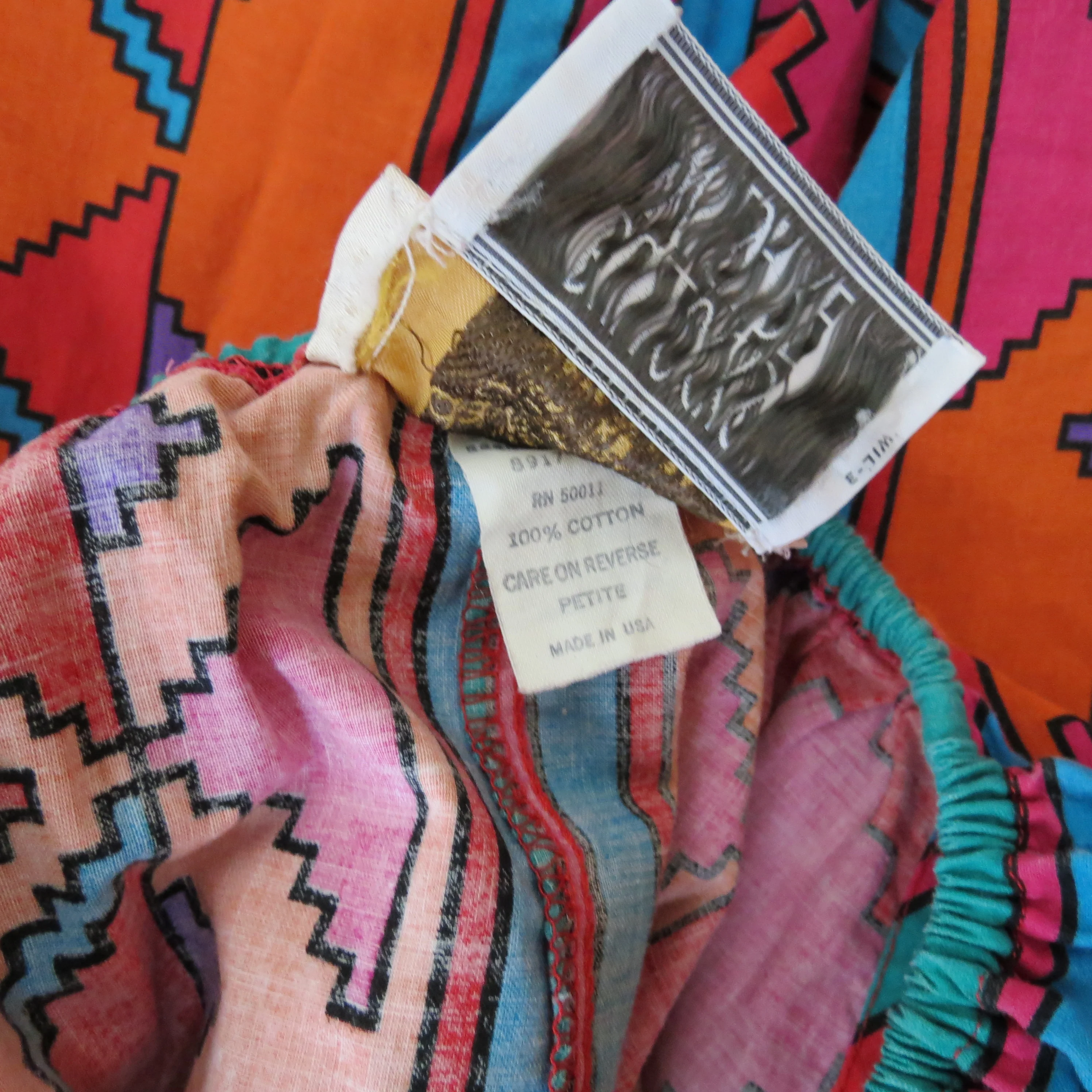 70s Caftan Southwest Print Cotton 80s Boho Kaftan By David Brown Boutique - Image 9