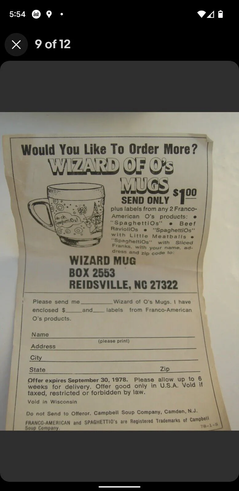 70s Campbells Advert Spaghetti Os Wizard Of Os Mugs By Dawn - Image 9