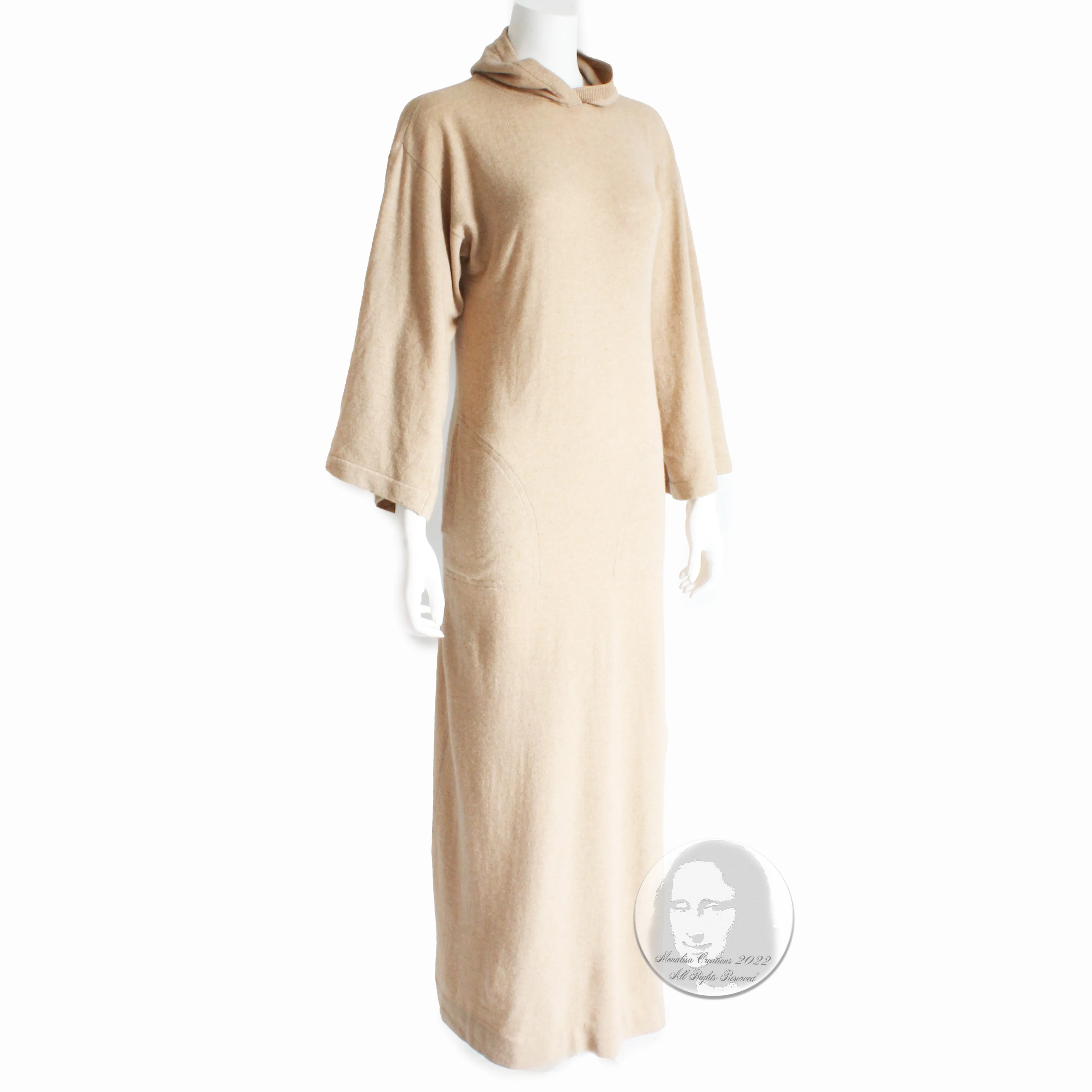 70s Cashmere Maxi Dress With Sleeves And Hood by Bonnie Cashin - Image 4
