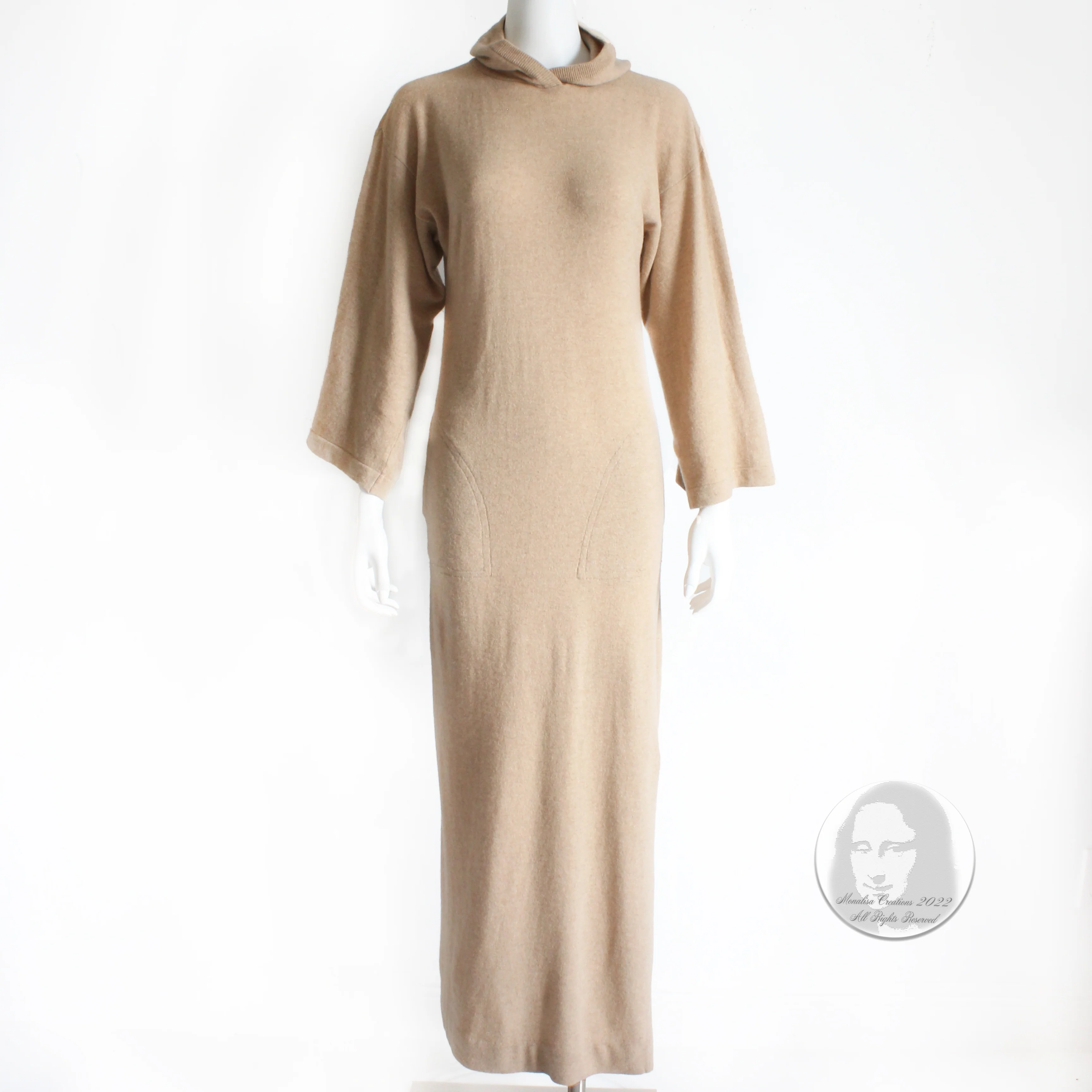 70s Cashmere Maxi Dress With Sleeves And Hood by Bonnie Cashin - Image 5