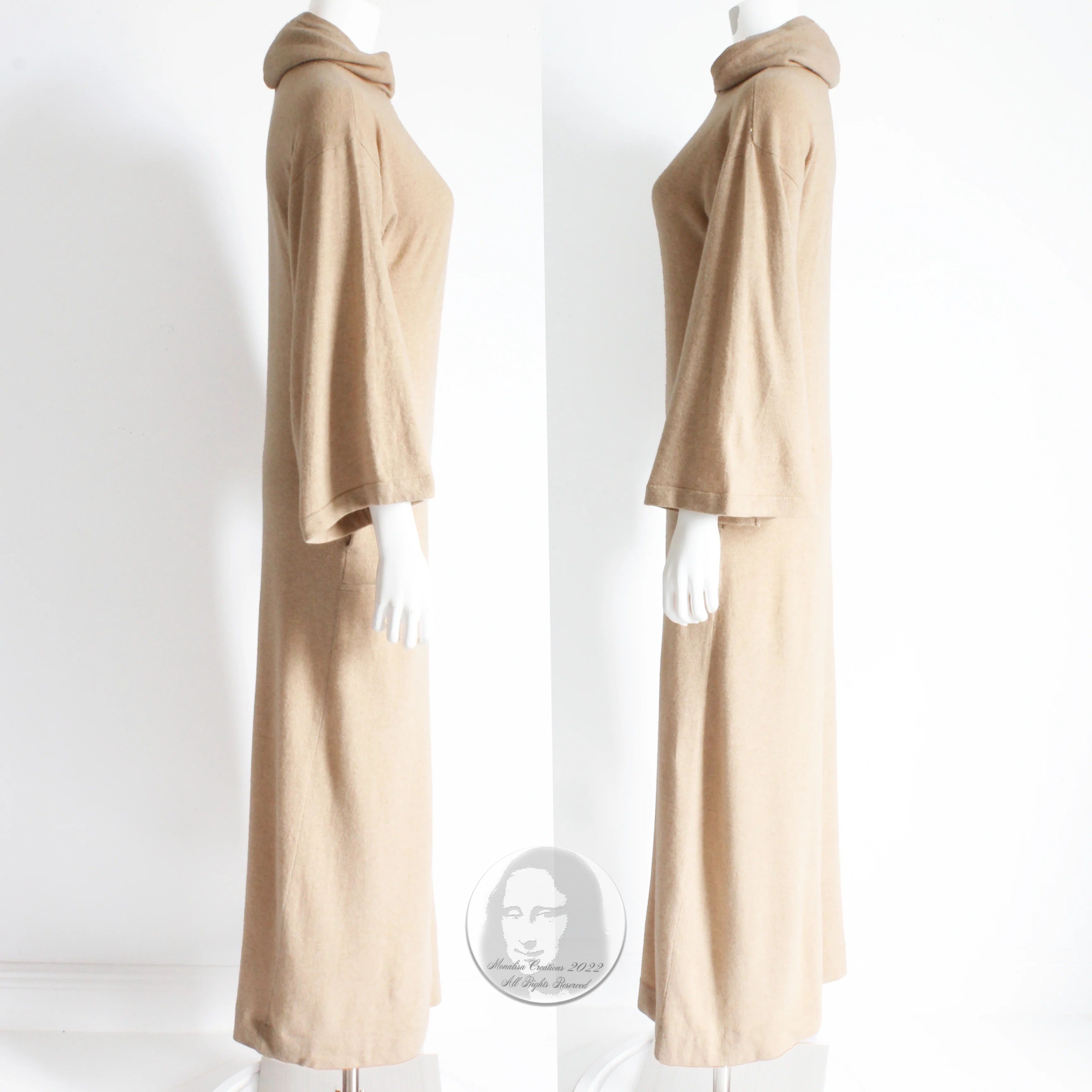 70s Cashmere Maxi Dress With Sleeves And Hood by Bonnie Cashin - Image 7