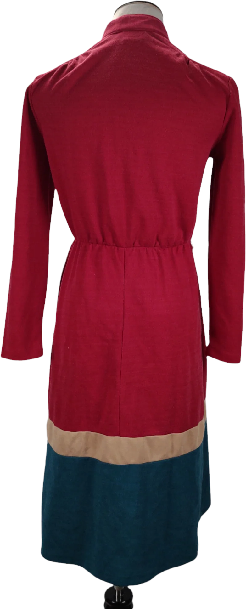 70s Casual V-neck Colorblock Midi Day Shirt Dress By Items California - Image 2