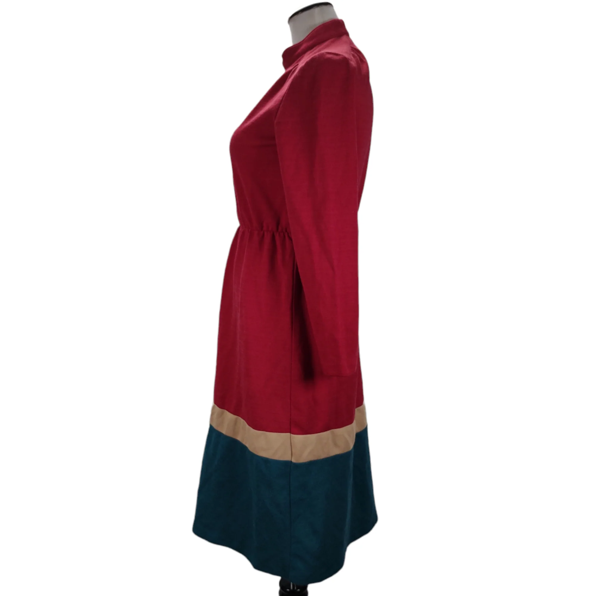 70s Casual V-neck Colorblock Midi Day Shirt Dress By Items California - Image 6