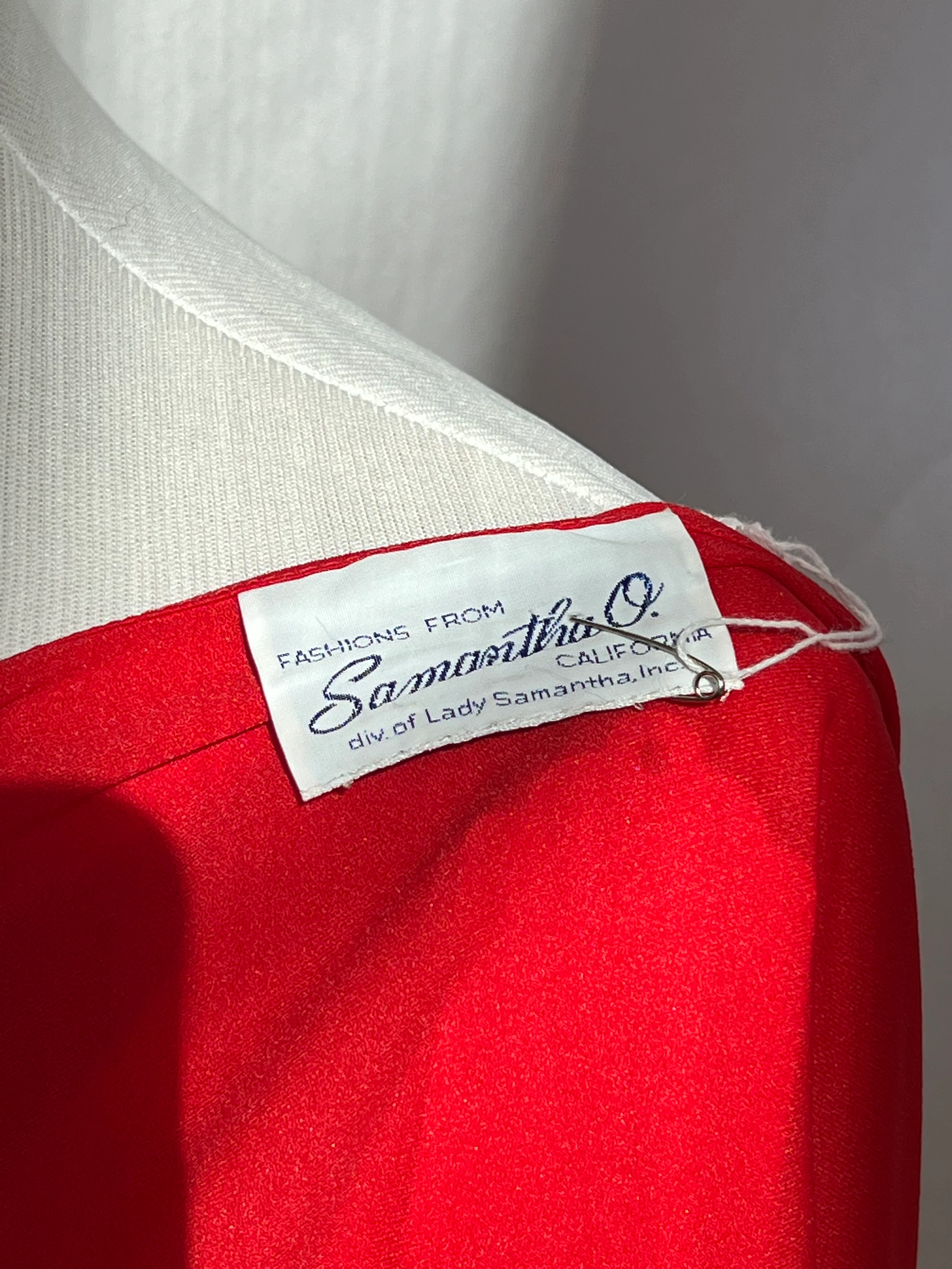 70s Cherry Red Top With Sequin Leaf Embellishment By Samantha O - Image 6