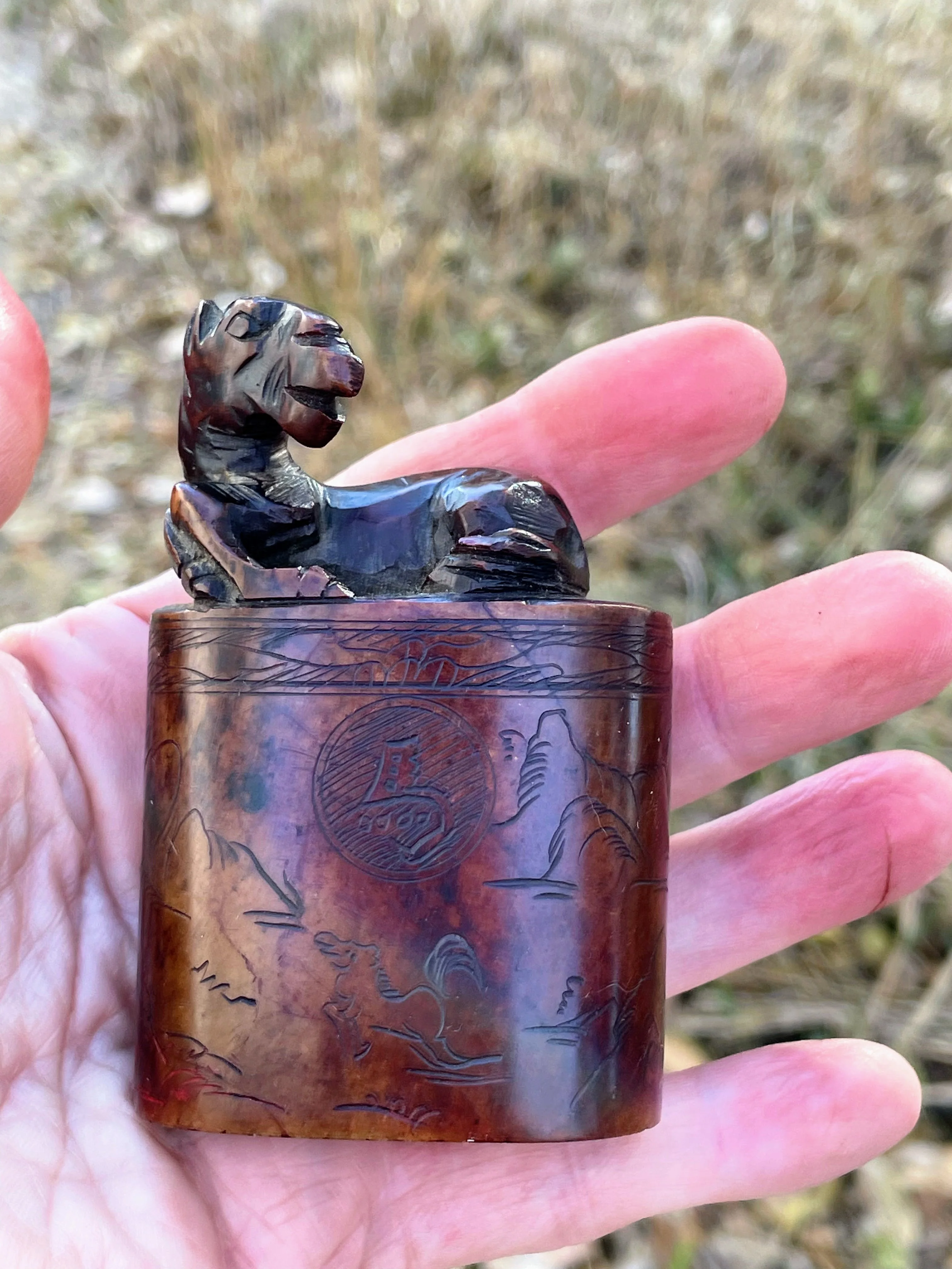 70s Carved Soap Stone Horse Stamp Name Ashley - Image 12