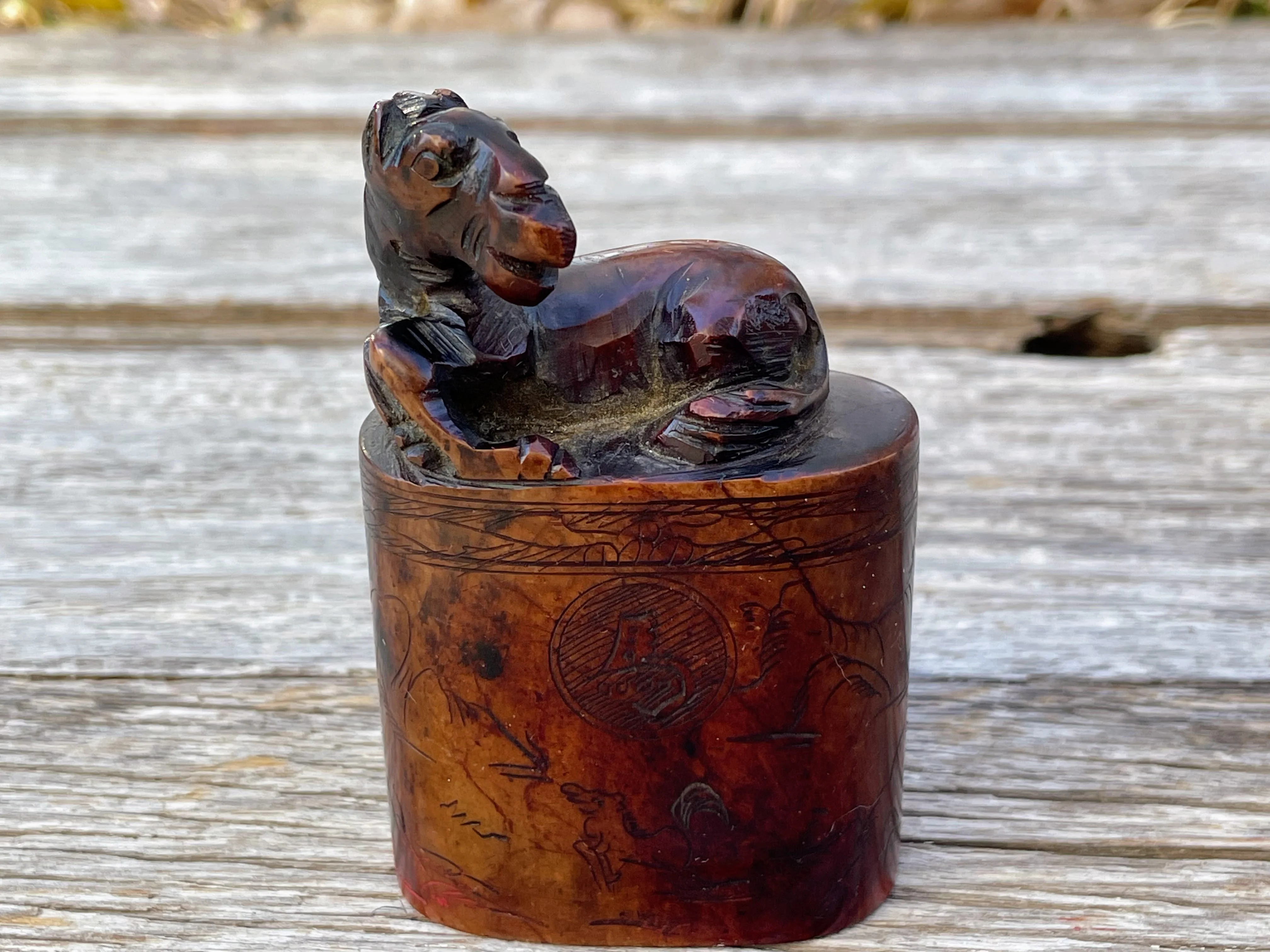 70s Carved Soap Stone Horse Stamp Name Ashley - Image 14