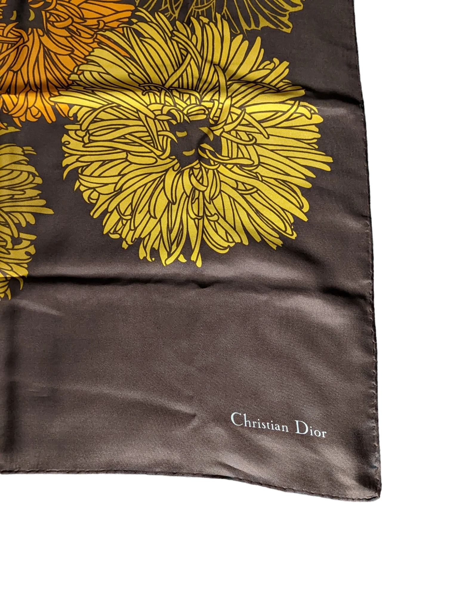 70s Chrysanthemum Mum Floral Square Silk Scarf By Christian Dior - Image 4