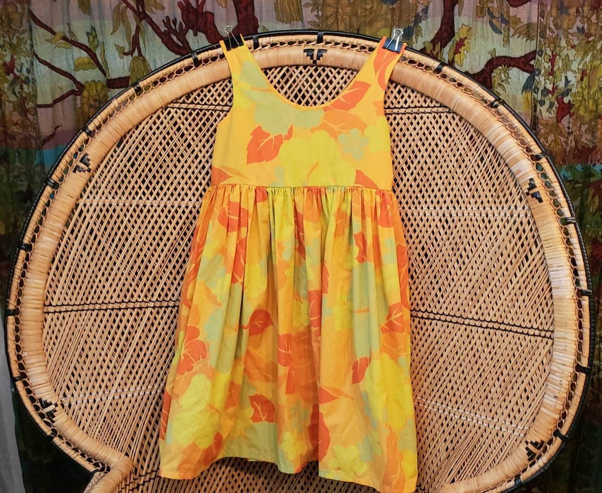 70s Citrus Floral Hawaiian Dress 30" Bust - Image 2