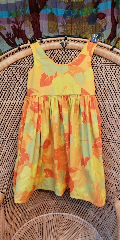 70s Citrus Floral Hawaiian Dress 30" Bust - Image 3