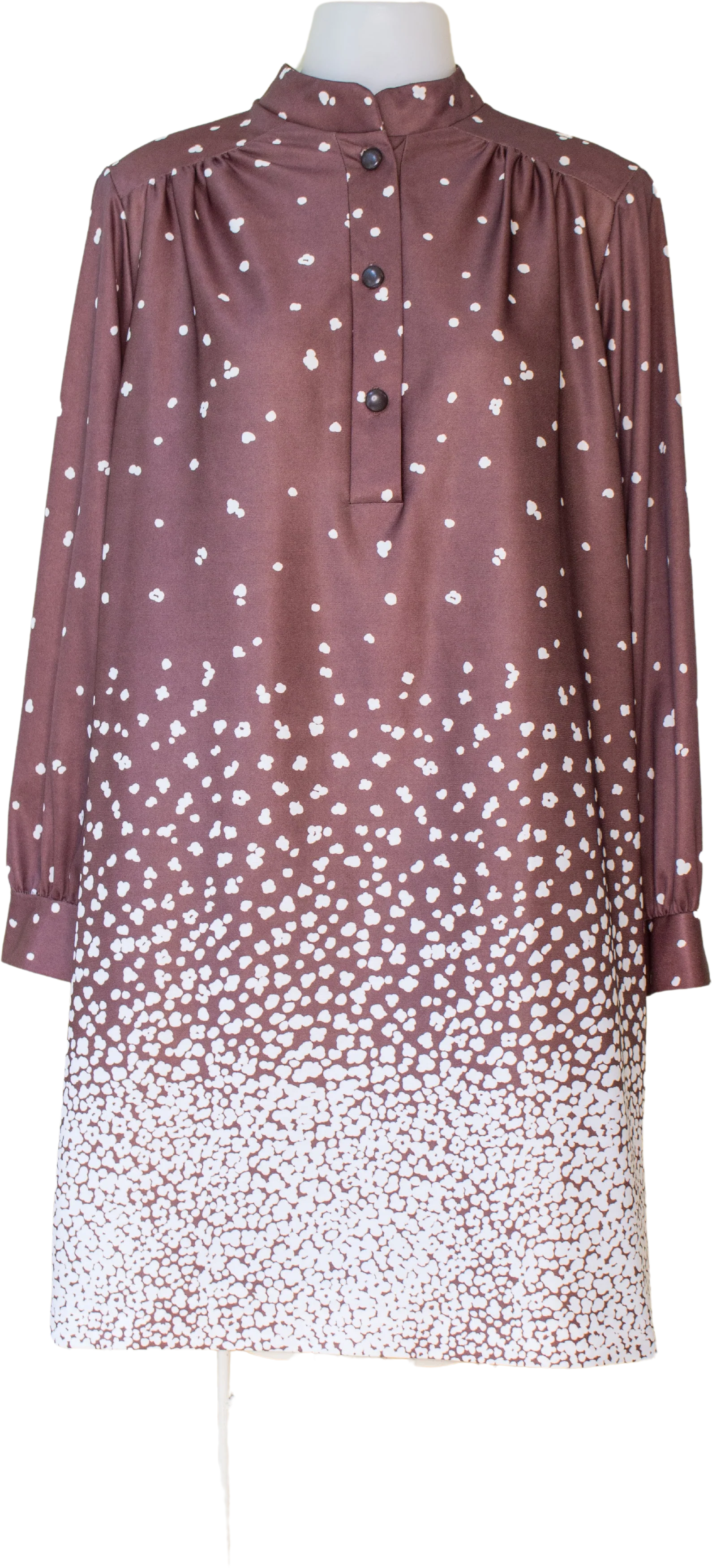 70s Collarless Long Sleeve Tunic With Floral Pattern By Roaman's
