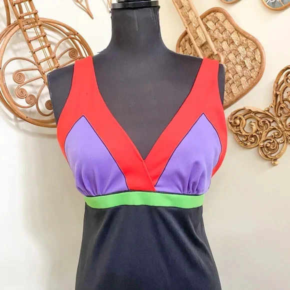 70s Colorblock Maxi Dress By Sherri Lynn - Image 5
